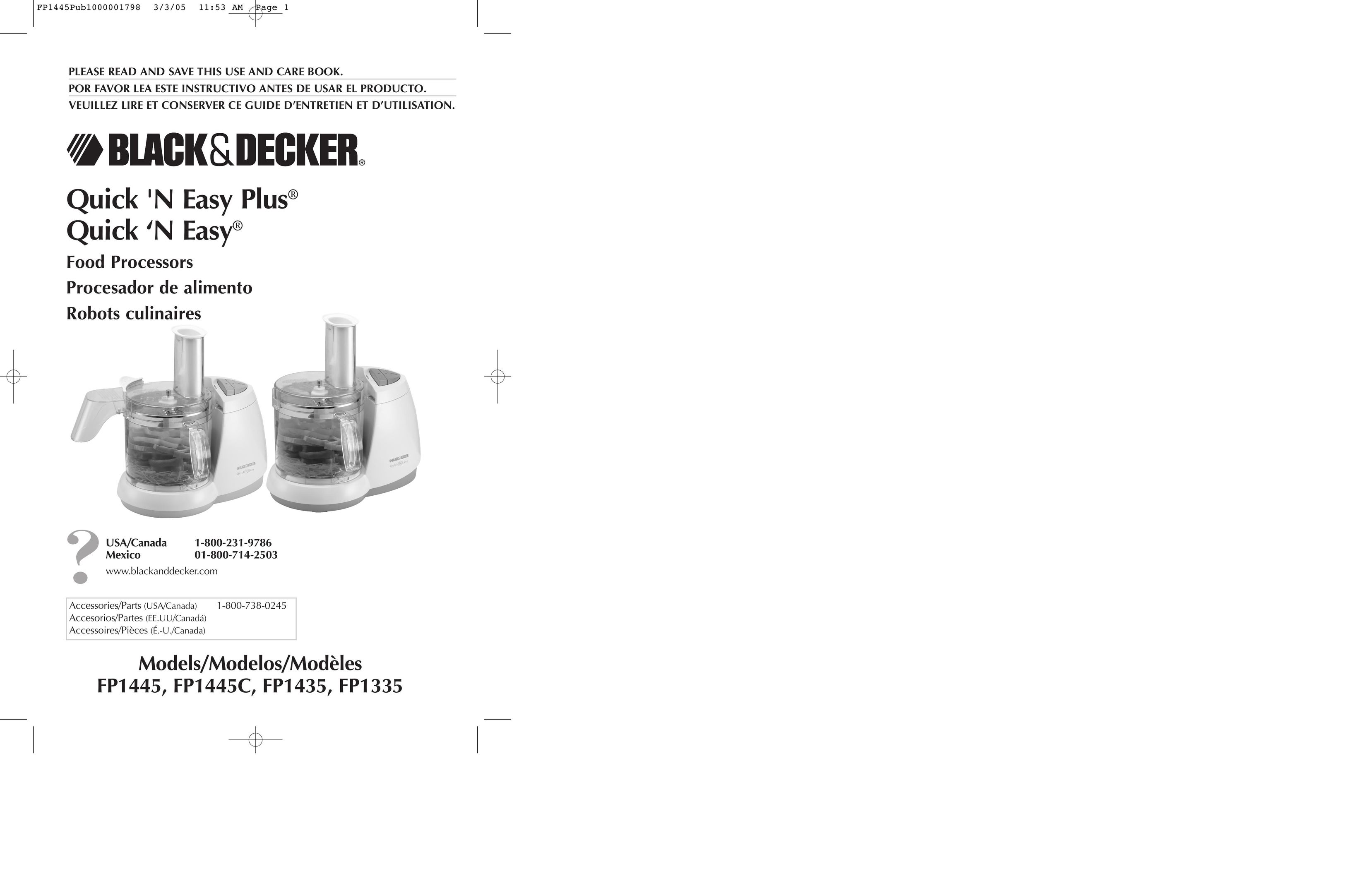 Black & Decker FP1445 Food Processor User Manual