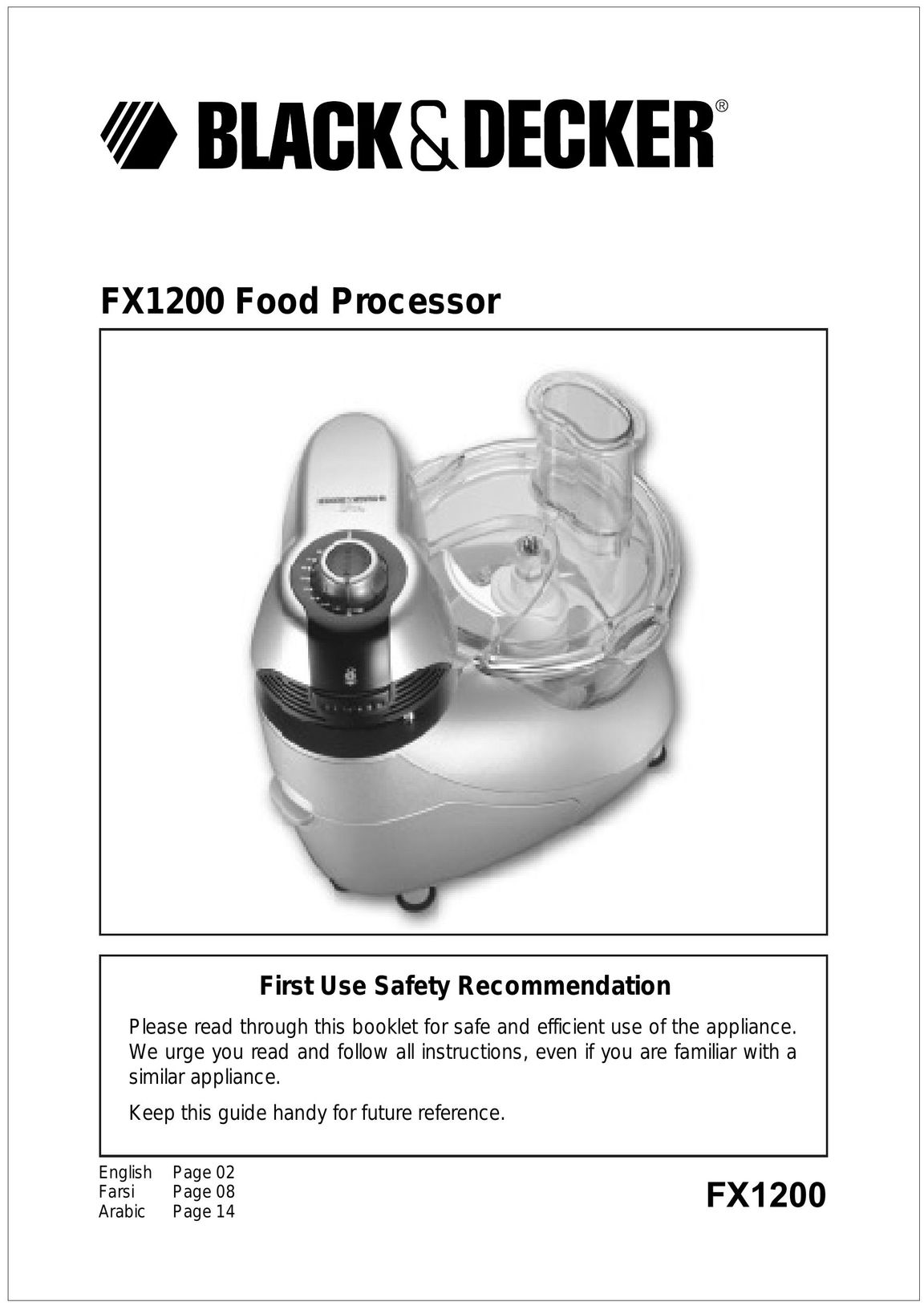 Black & Decker FX1200 Food Processor User Manual