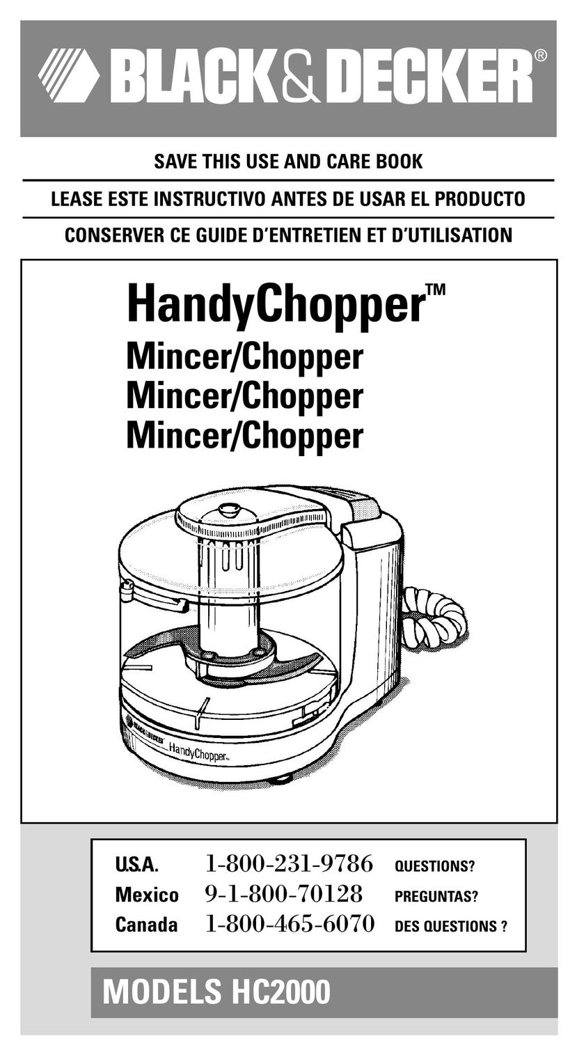Black & Decker HC2000 Food Processor User Manual