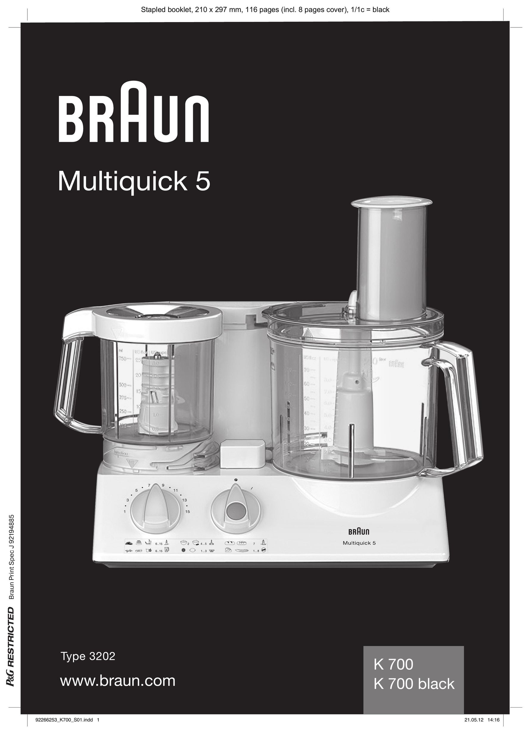 Braun K 700 Food Processor User Manual