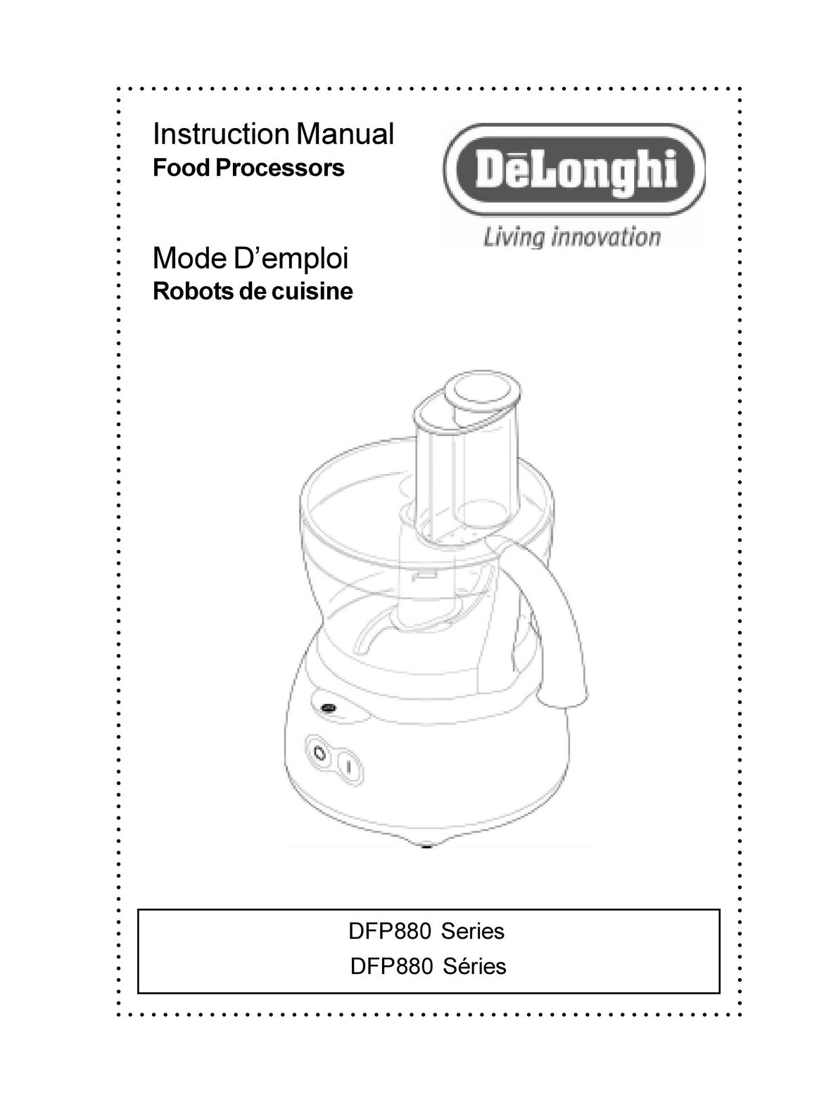DeLonghi DFP880 series Food Processor User Manual