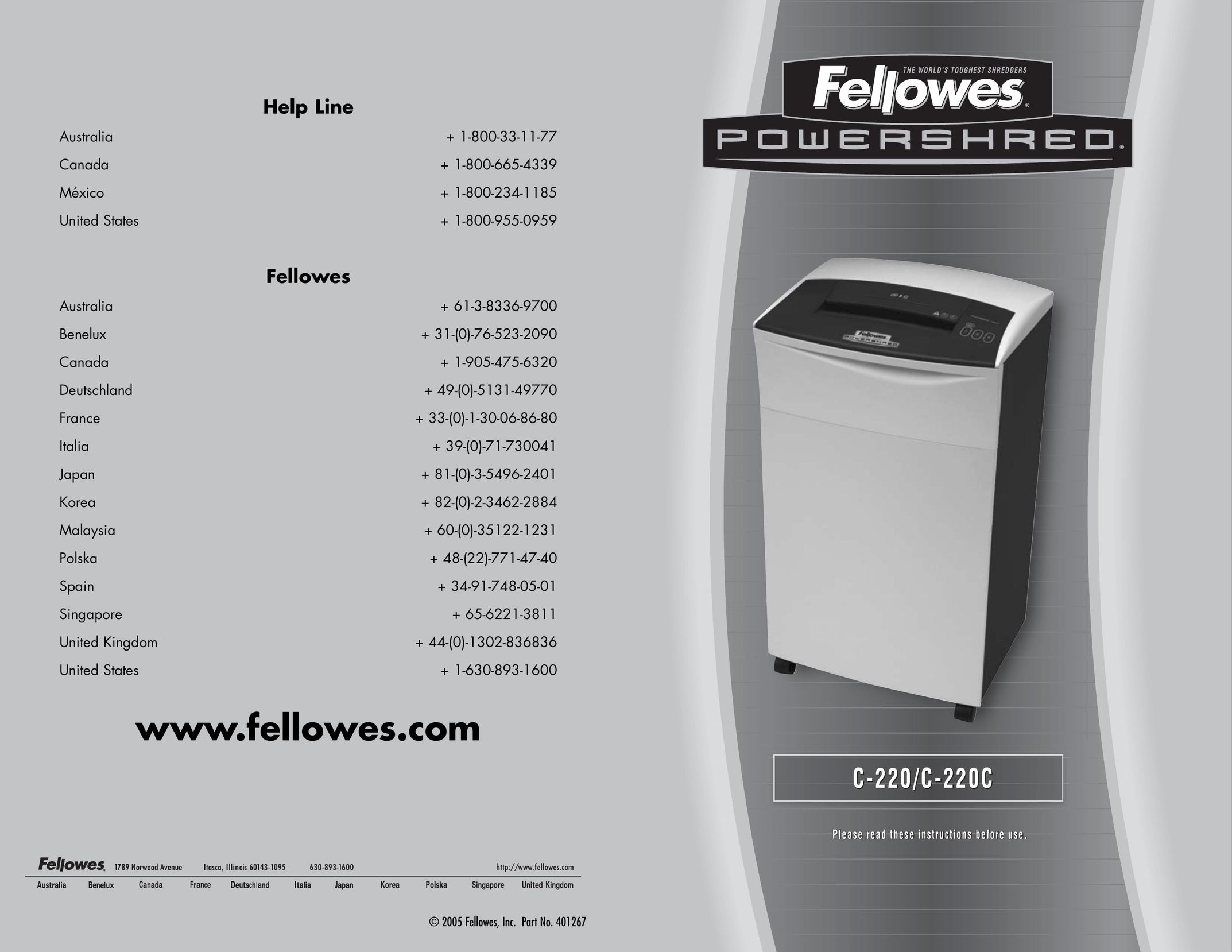 Fellowes C-220C Food Processor User Manual