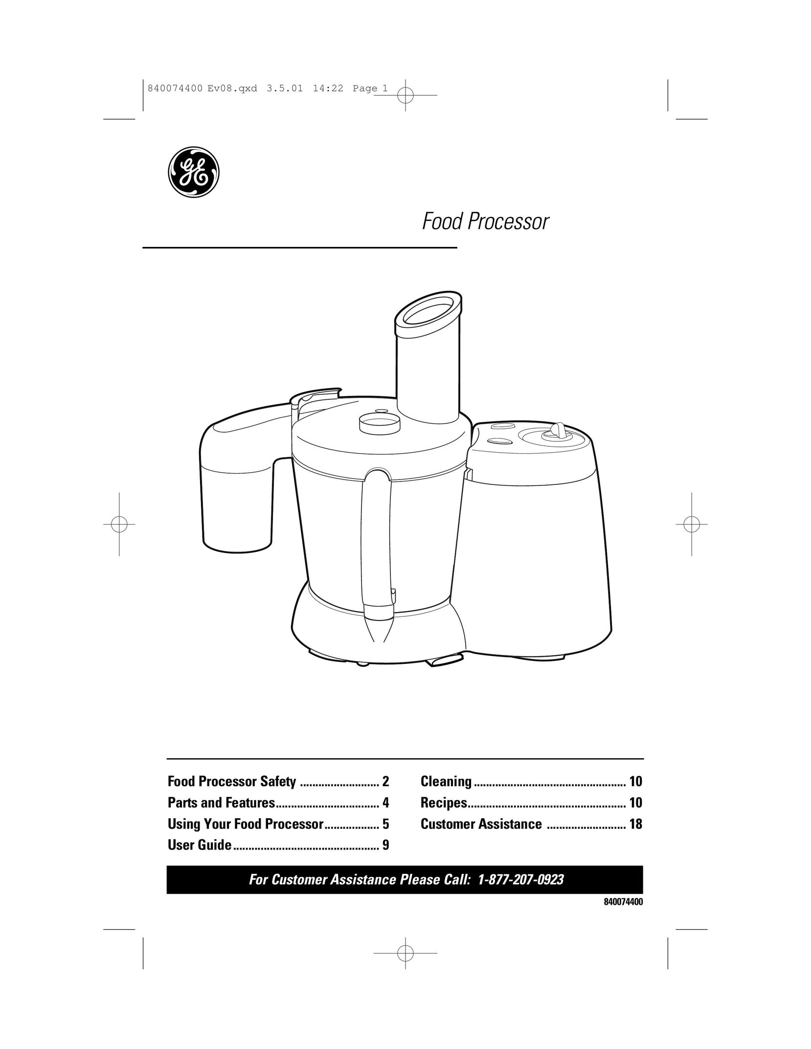 GE 106622 Food Processor User Manual