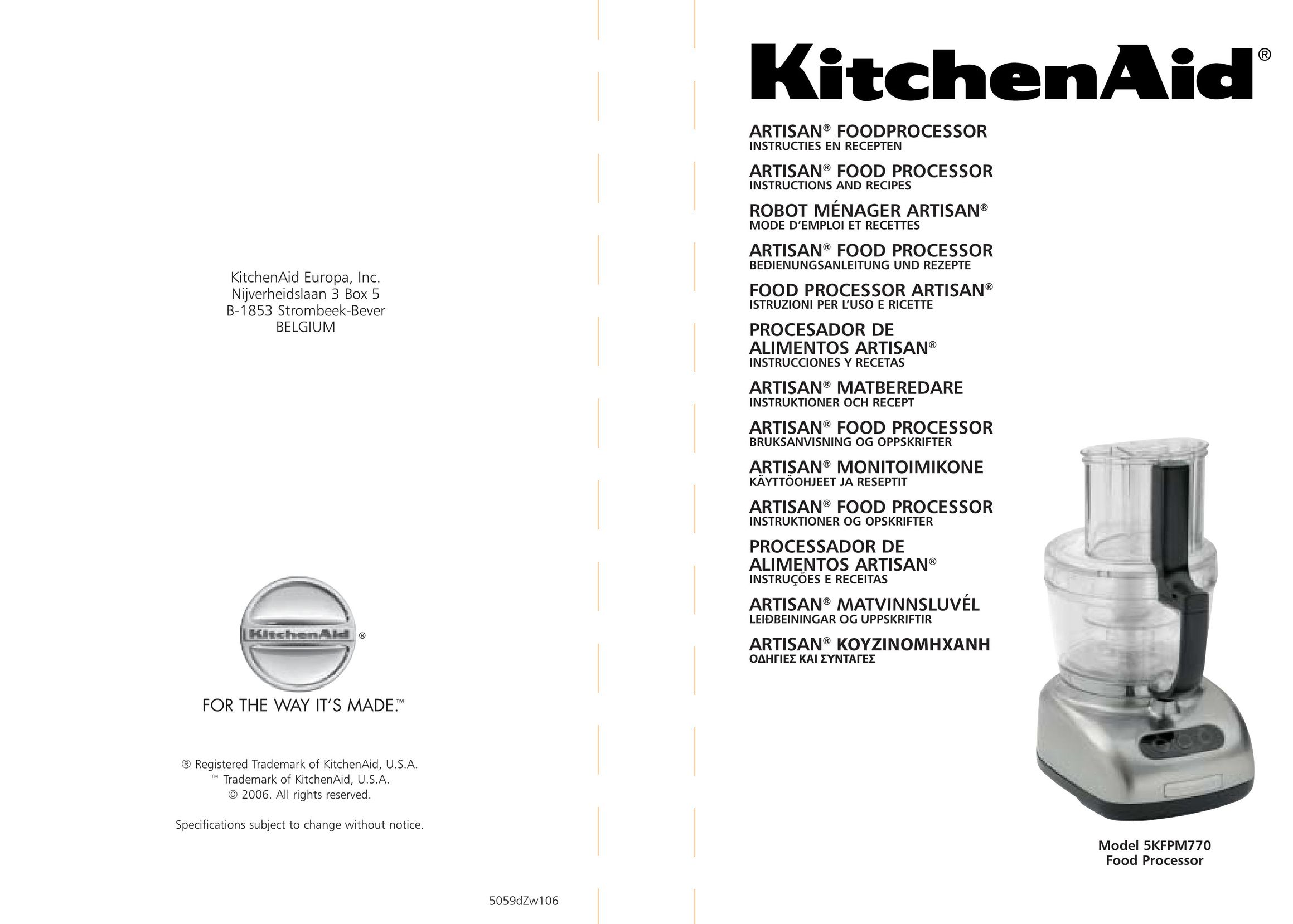 KitchenAid 5KFPM770 Food Processor User Manual
