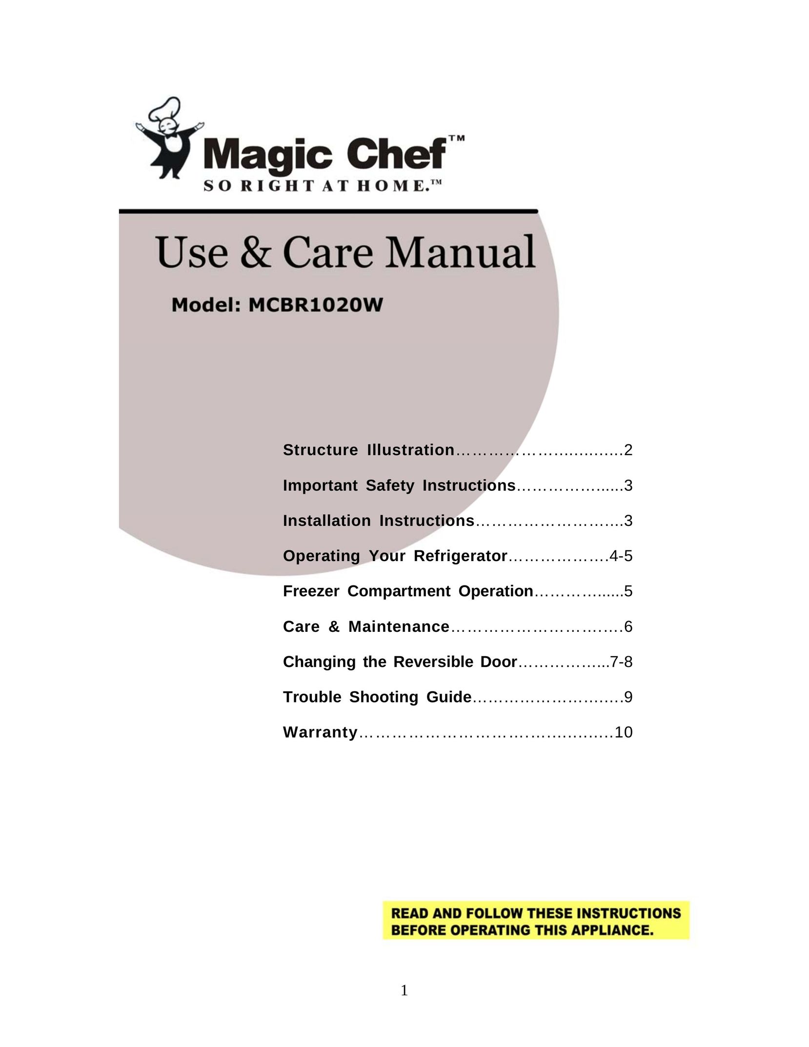 Magic Chef MCBR1020W Food Processor User Manual