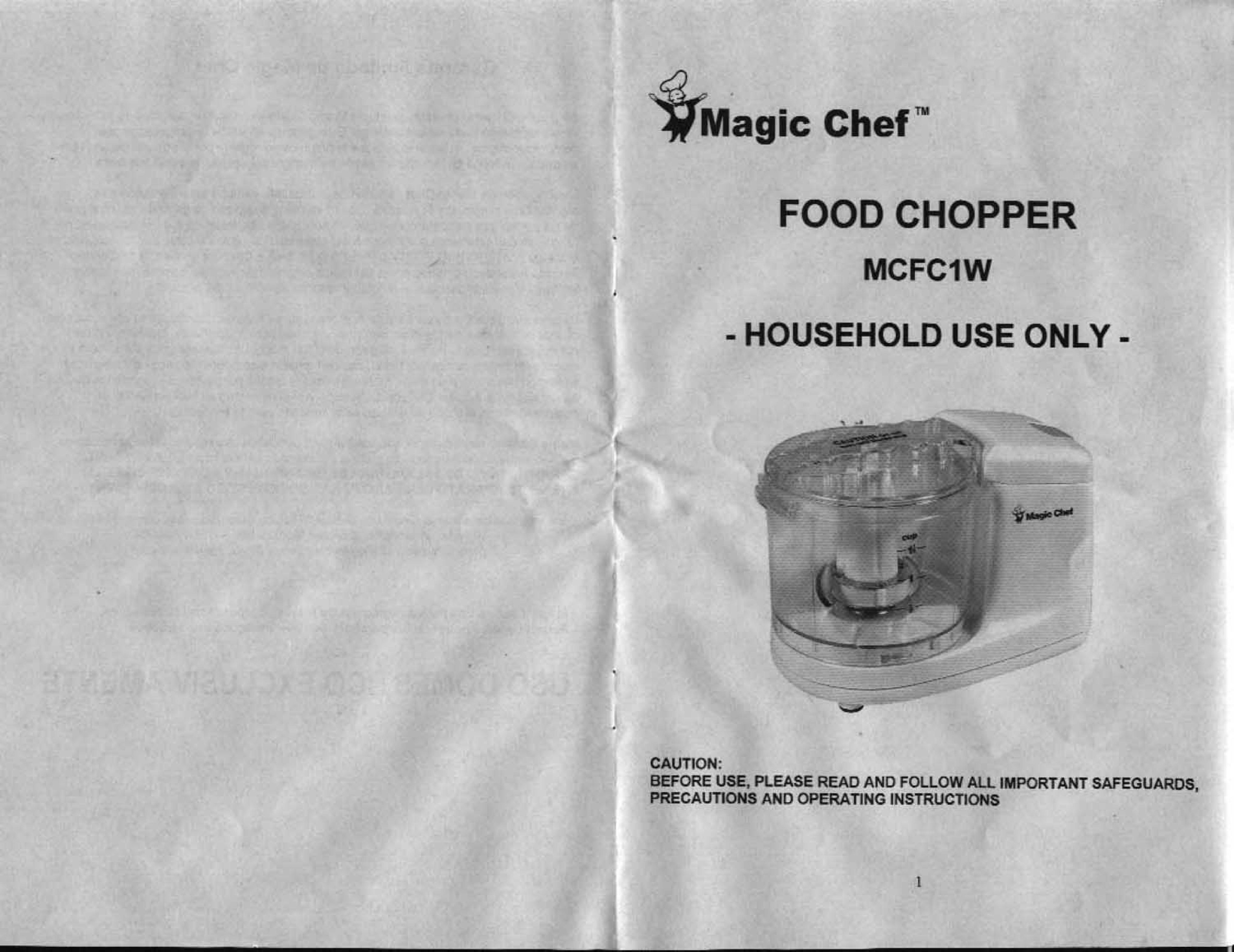 Magic Chef MCFC1W Food Processor User Manual