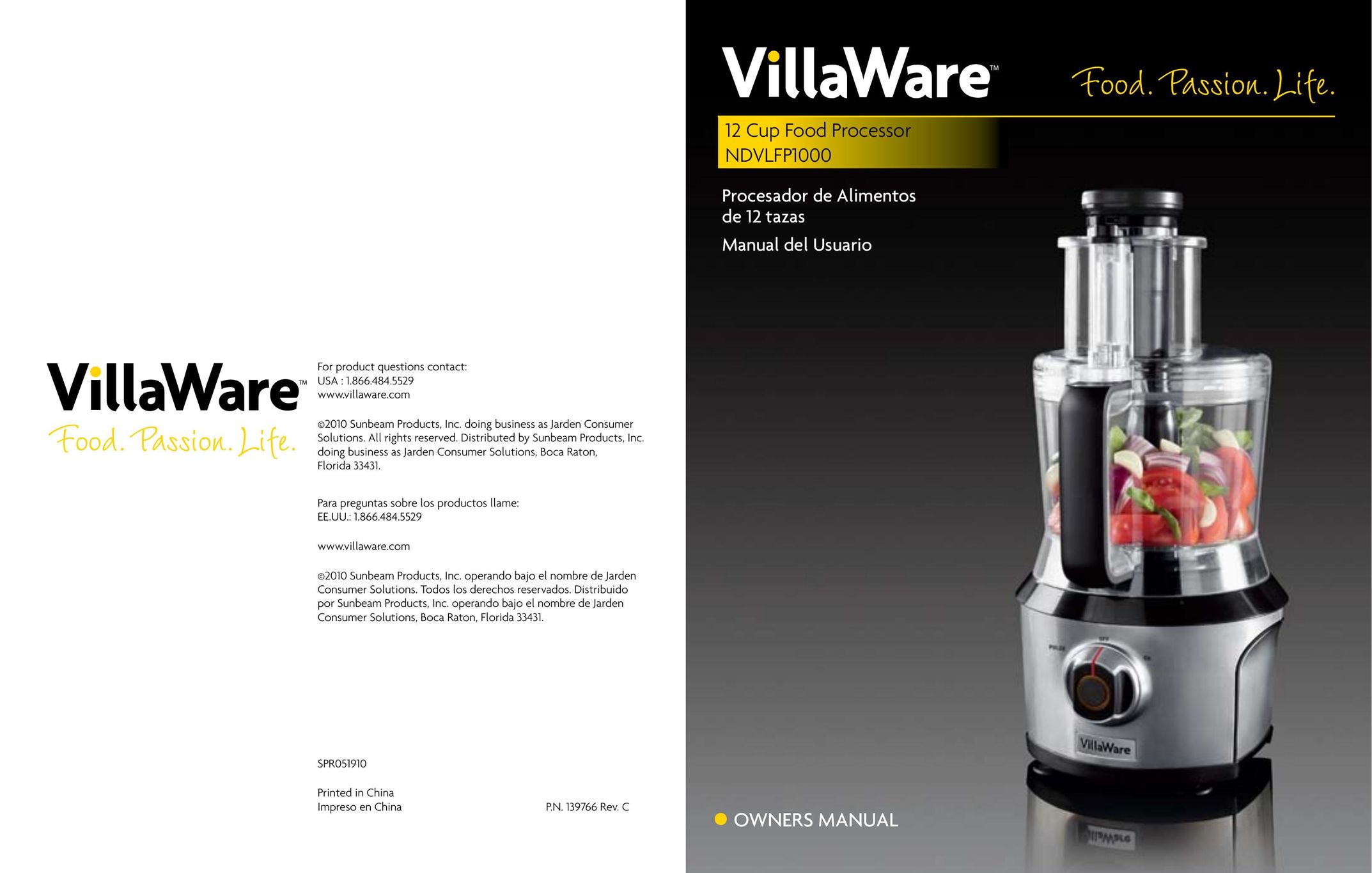 Villaware NDVLFP1000 Food Processor User Manual