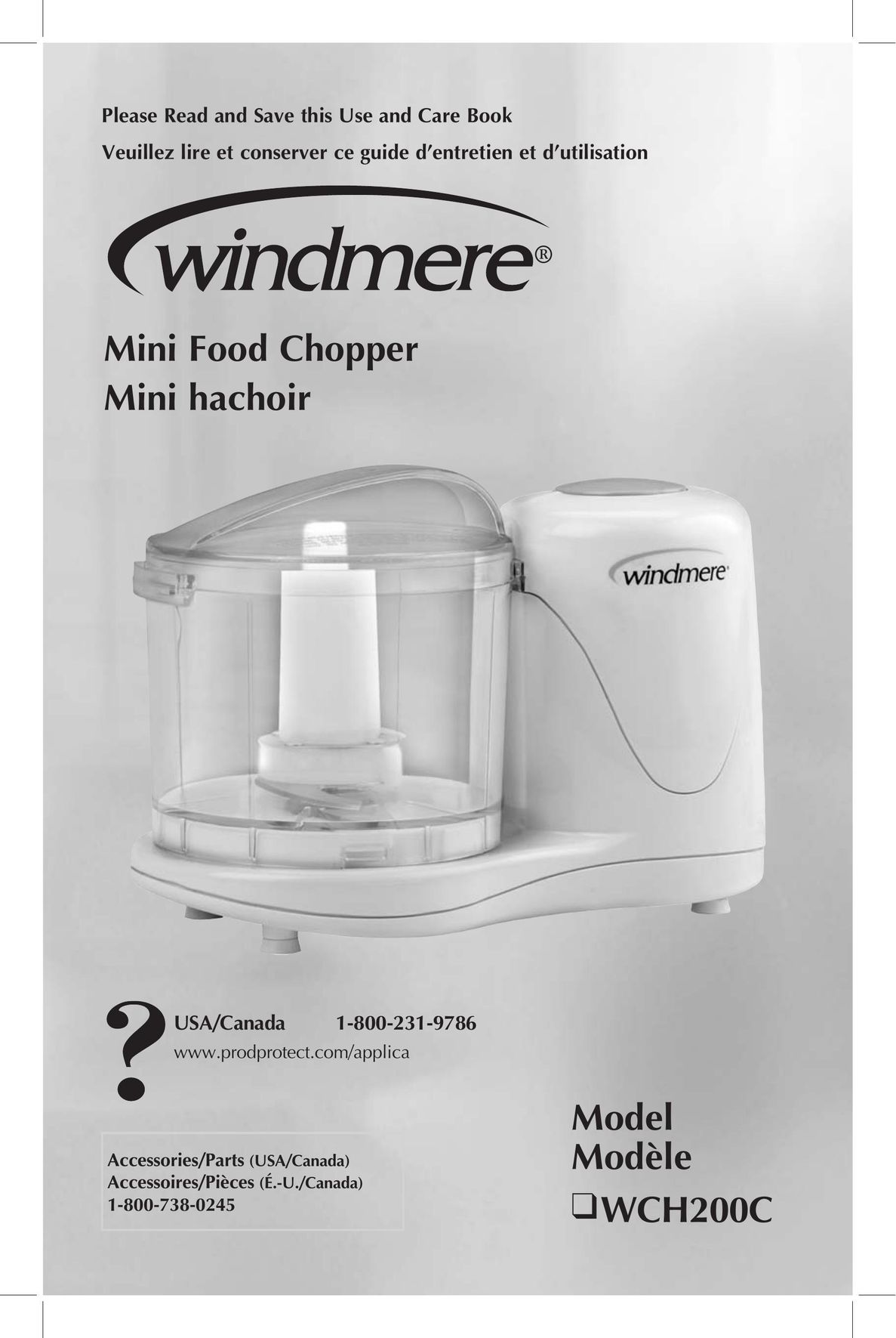 Windmere WCH200C Food Processor User Manual