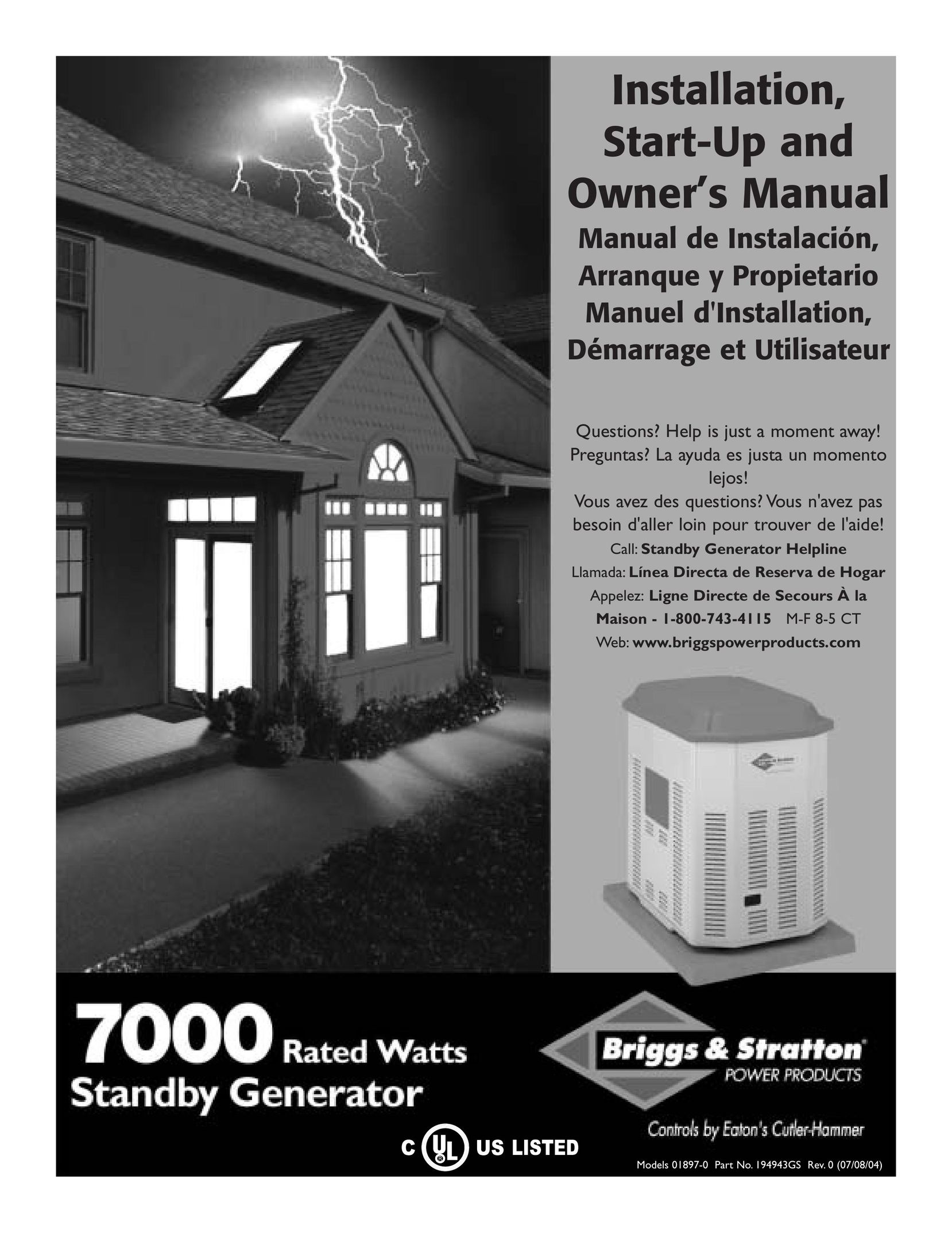 Briggs & Stratton 01897-0 Food Saver User Manual