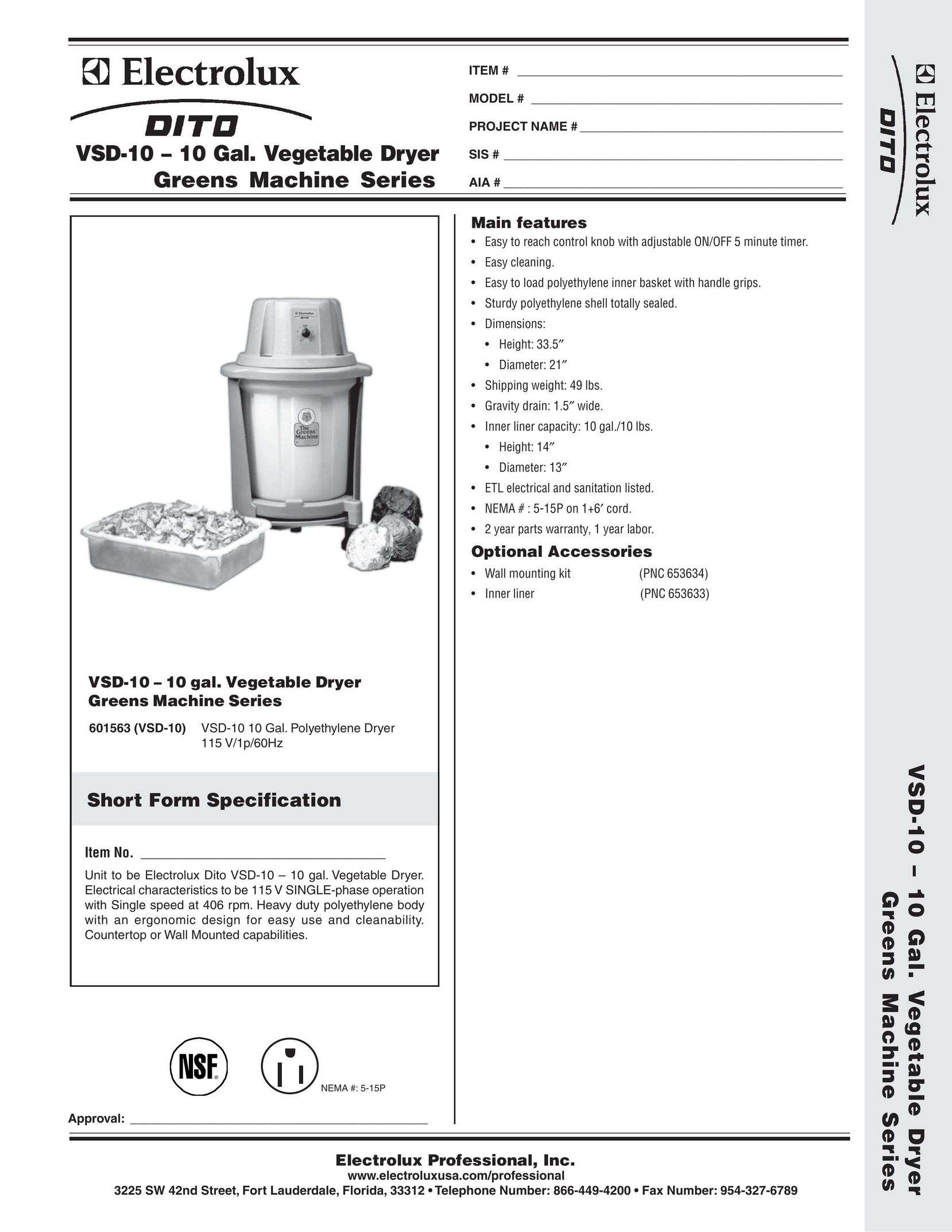 Electrolux 601563 Food Saver User Manual