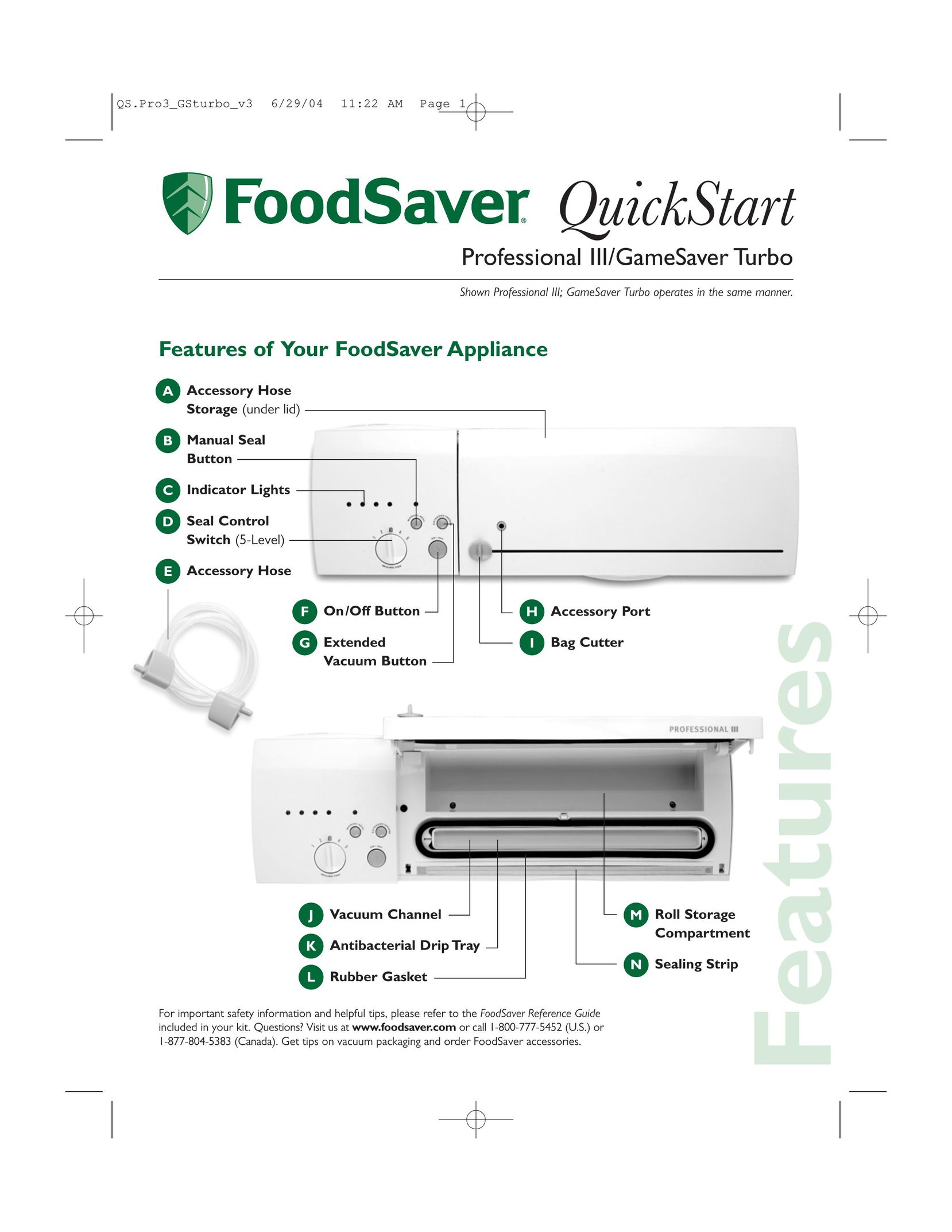FoodSaver GameSaver Turbo Food Saver User Manual