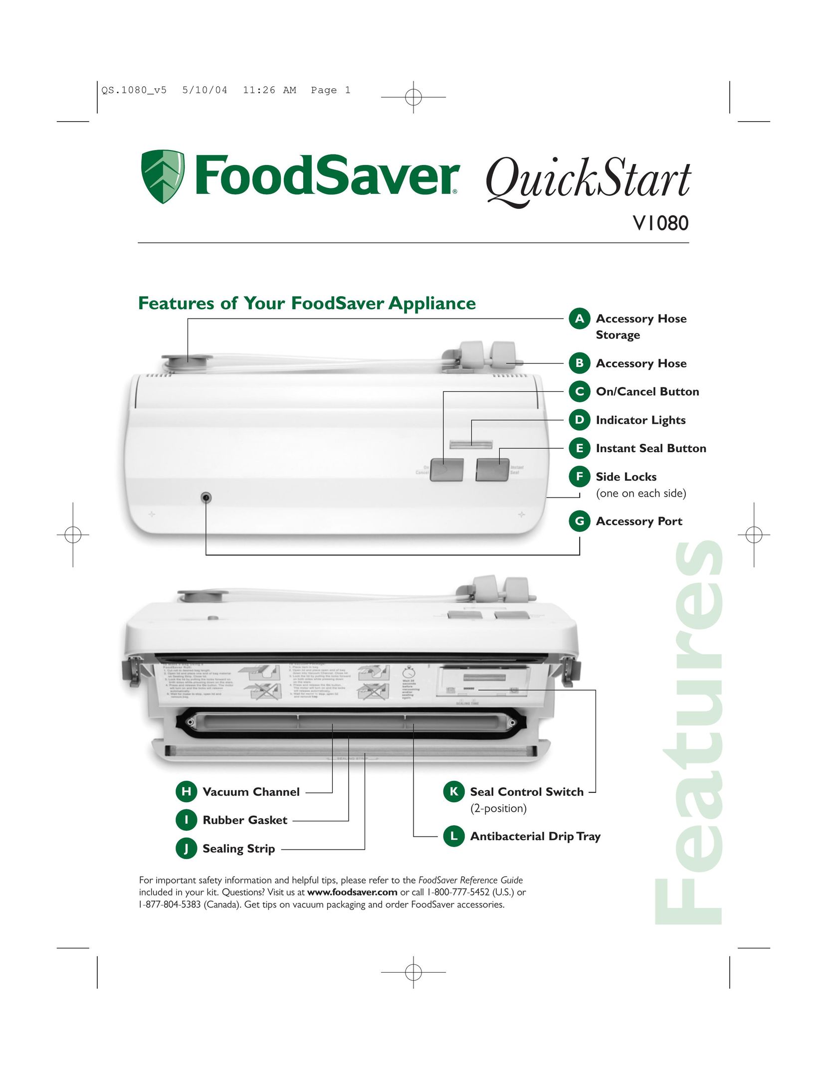 FoodSaver V1080 Food Saver User Manual