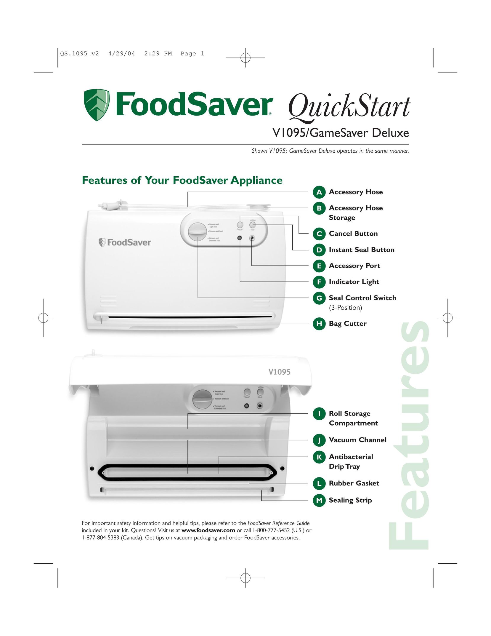 FoodSaver V1095 Food Saver User Manual