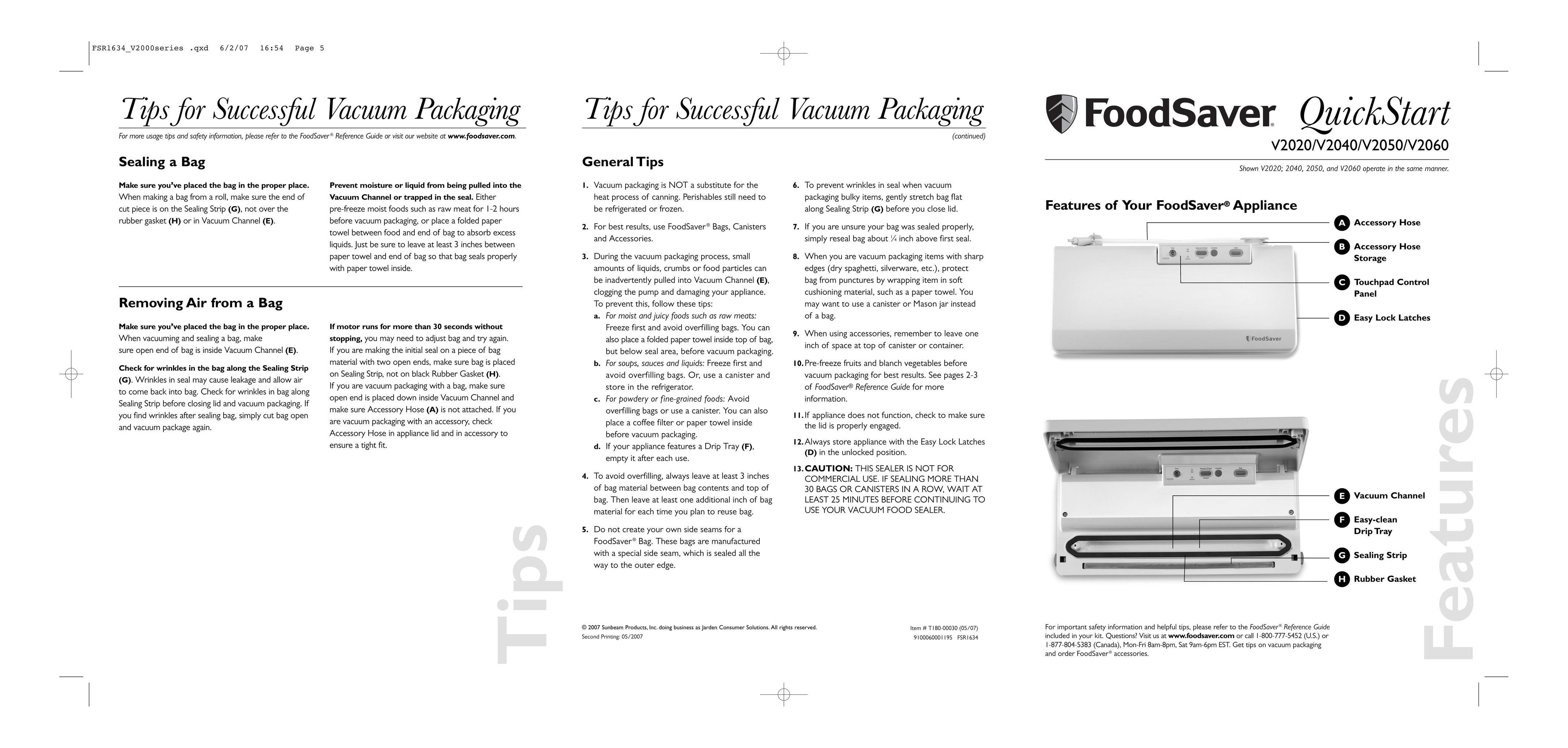 FoodSaver V2050 Food Saver User Manual