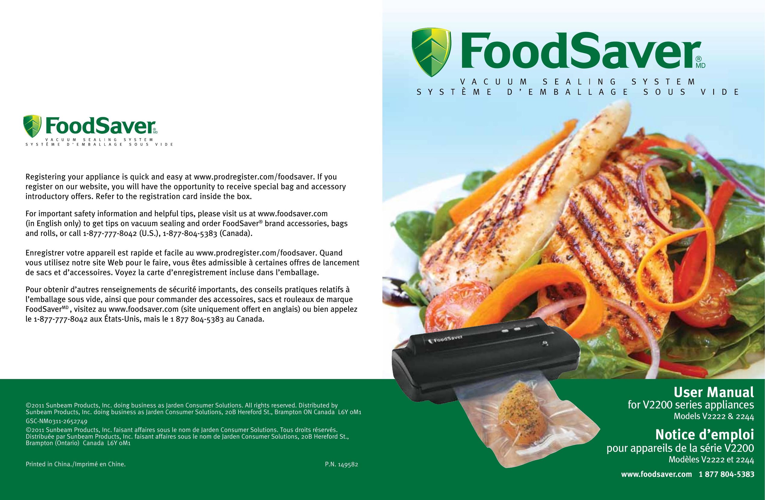 FoodSaver V2222 Food Saver User Manual