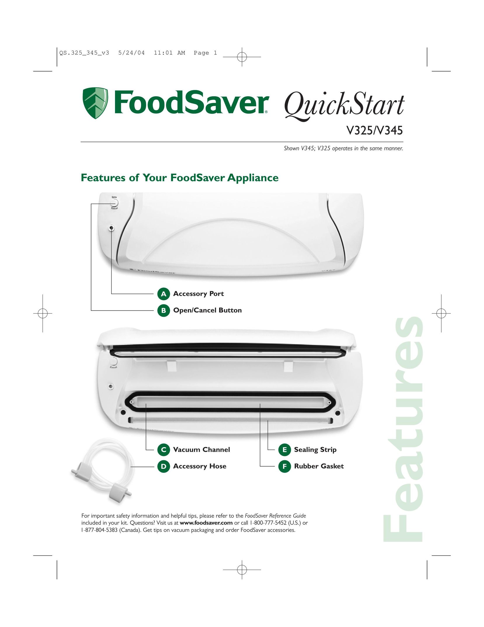 FoodSaver V325 Food Saver User Manual