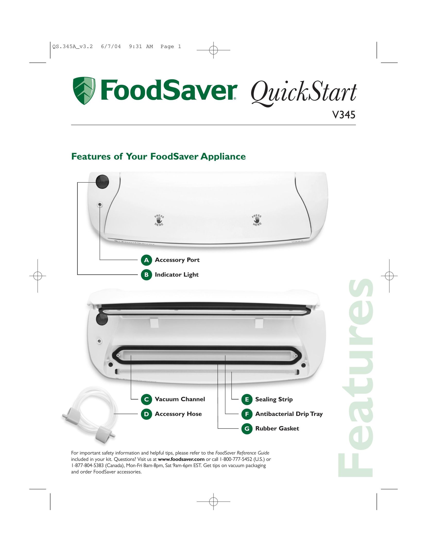 FoodSaver V345 Food Saver User Manual