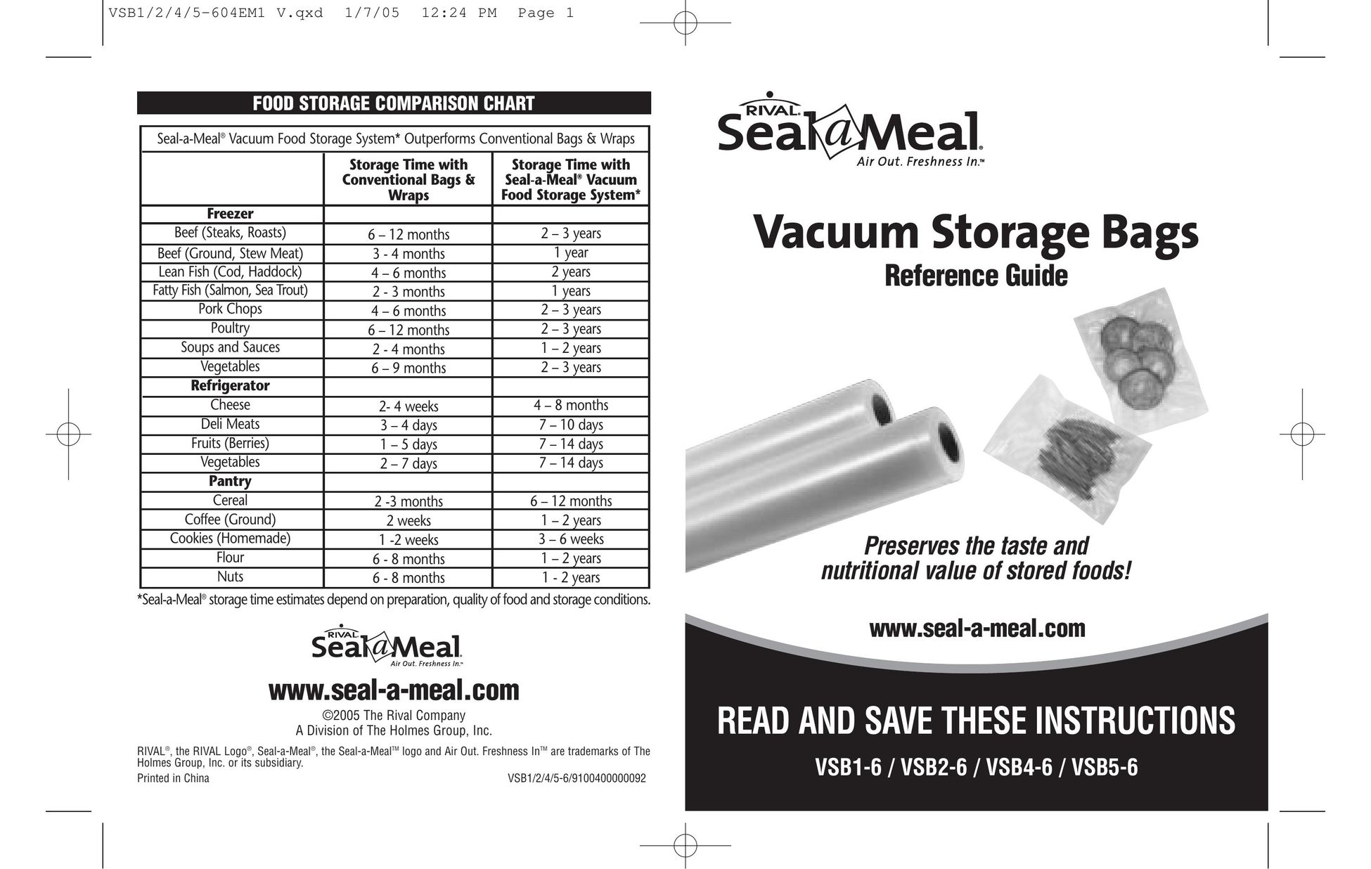 Seal-a-Meal VSB1-6 Food Saver User Manual