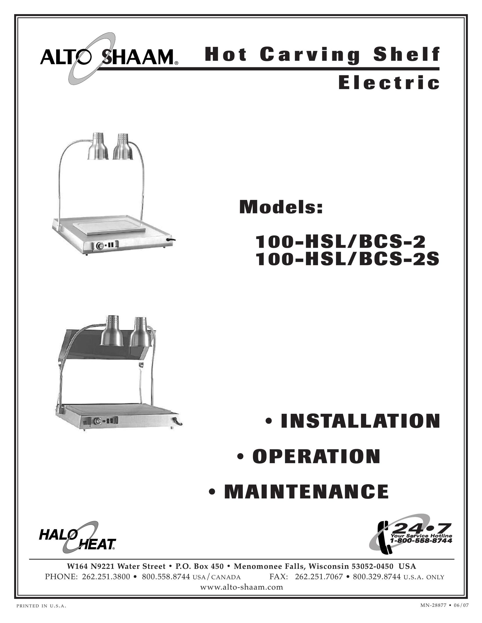 Alto-Shaam 100-HSL/BCS-2S Food Warmer User Manual