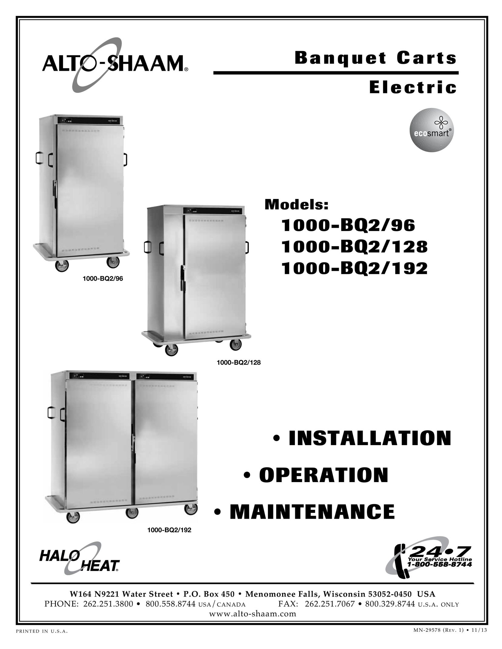 Alto-Shaam 1000-BQ2/96 Food Warmer User Manual