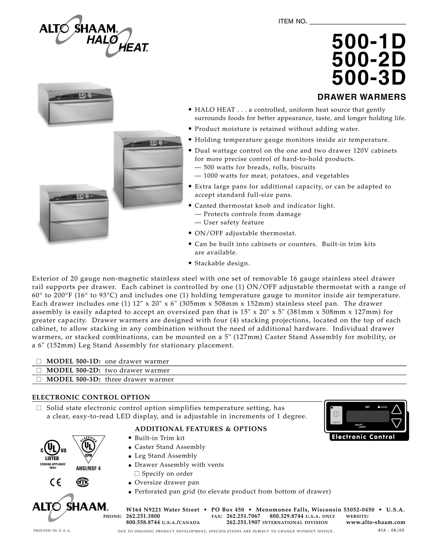 Alto-Shaam 500-1D Food Warmer User Manual