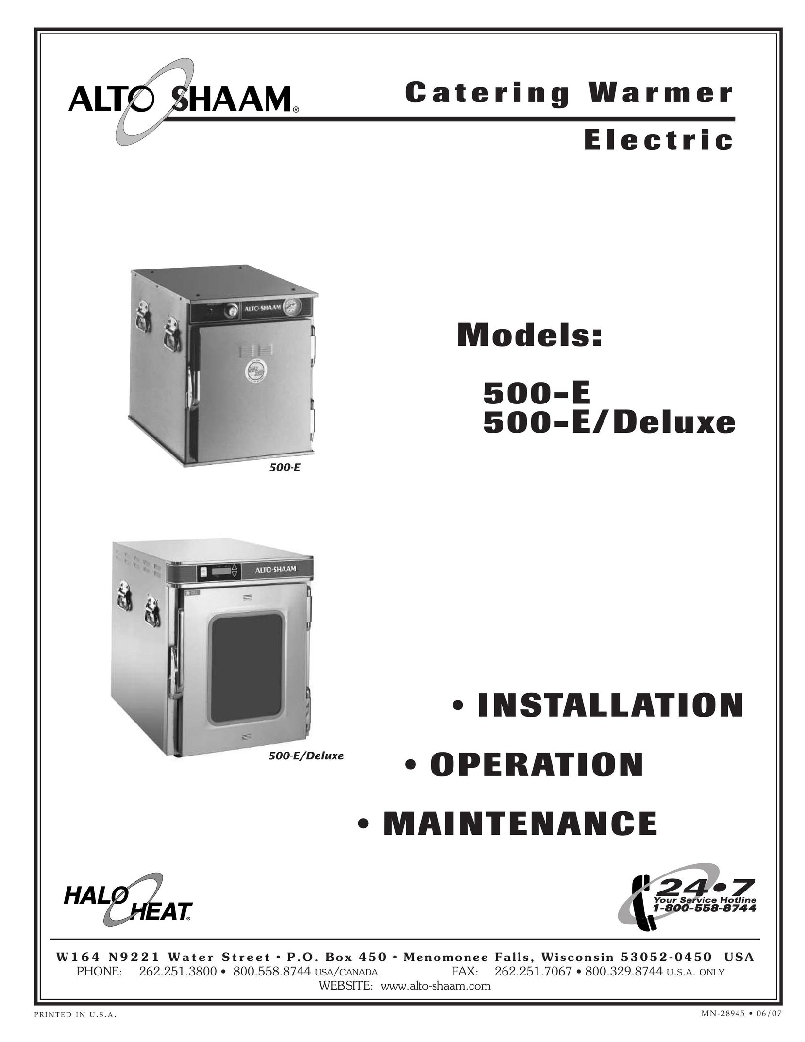 Alto-Shaam 500-E/Deluxe Food Warmer User Manual