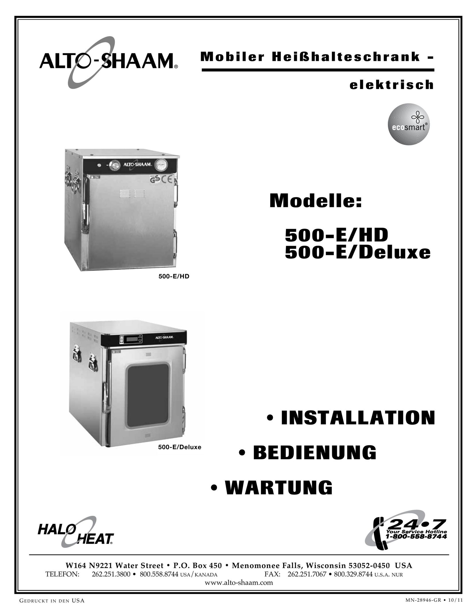 Alto-Shaam 500-E/HD Food Warmer User Manual