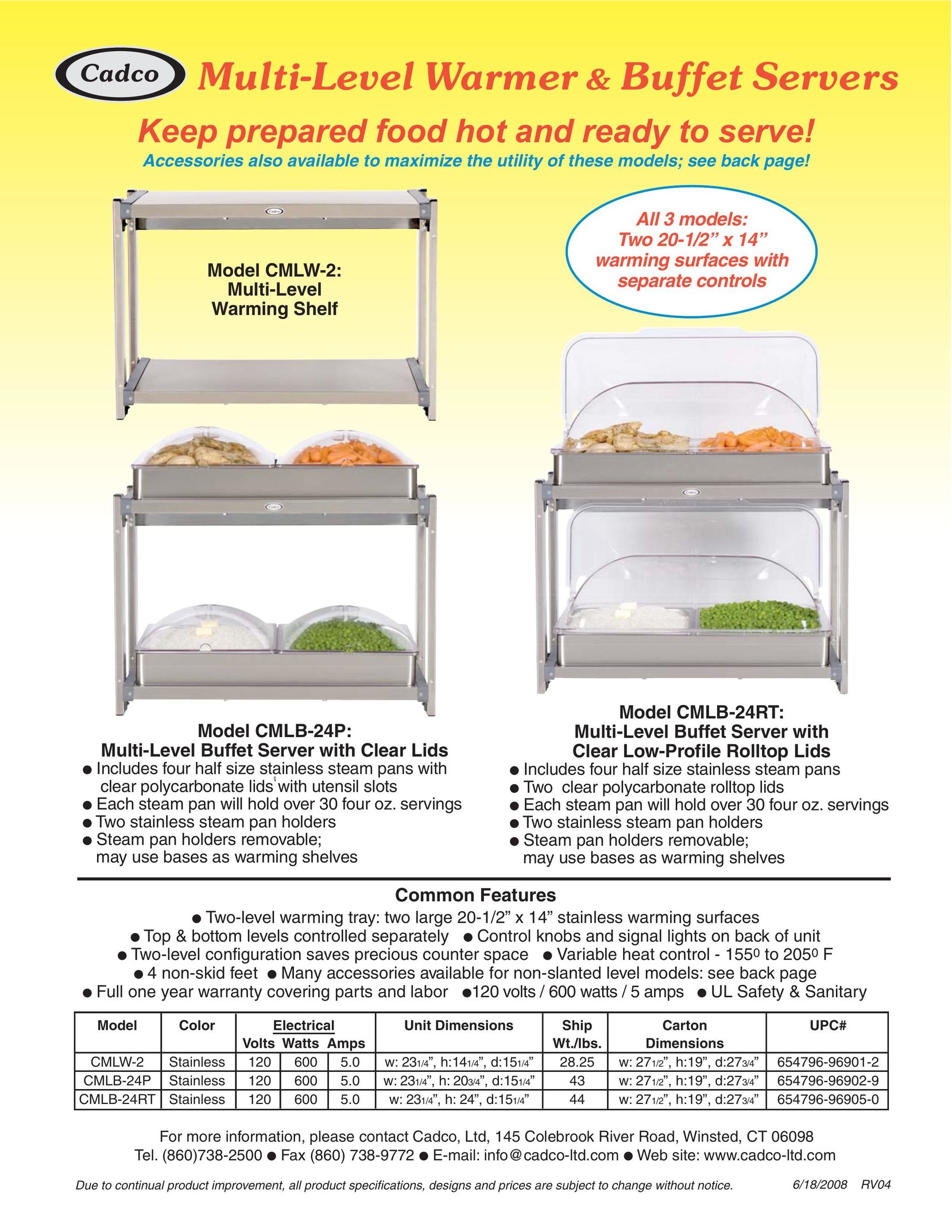 Cadco CMLB-24RT Food Warmer User Manual