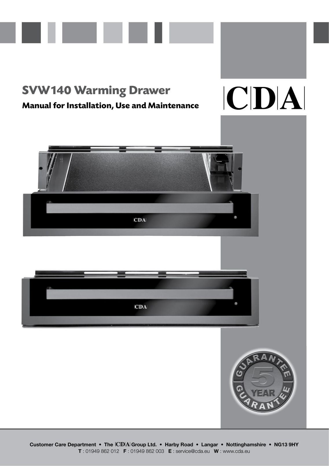CDA SVW140 Food Warmer User Manual