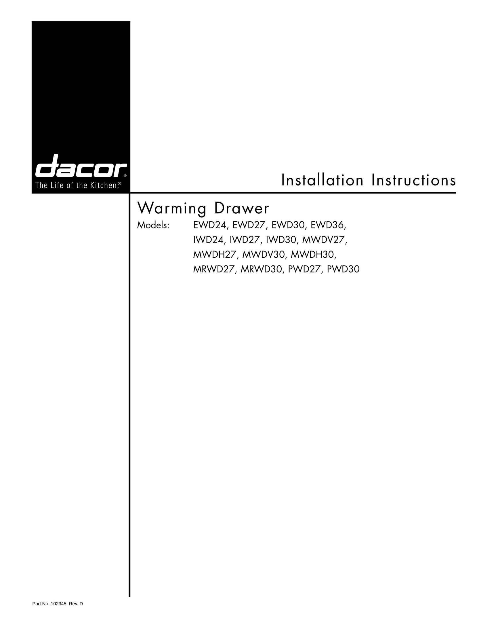 Dacor IWD24 Food Warmer User Manual