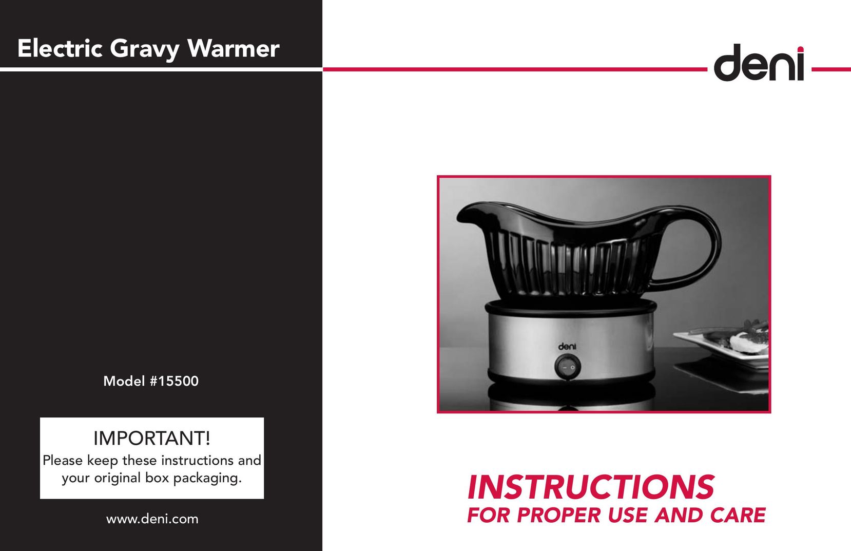 Deni 15500 Food Warmer User Manual