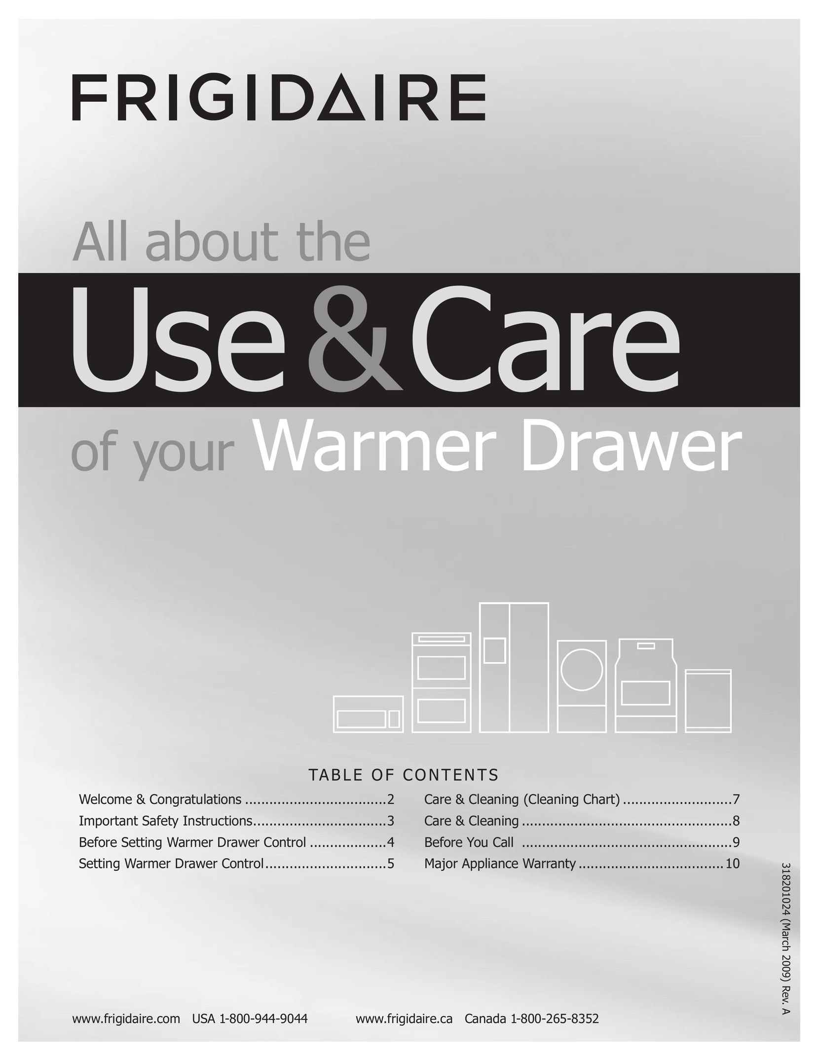 Frigidaire 318201024 Food Warmer User Manual