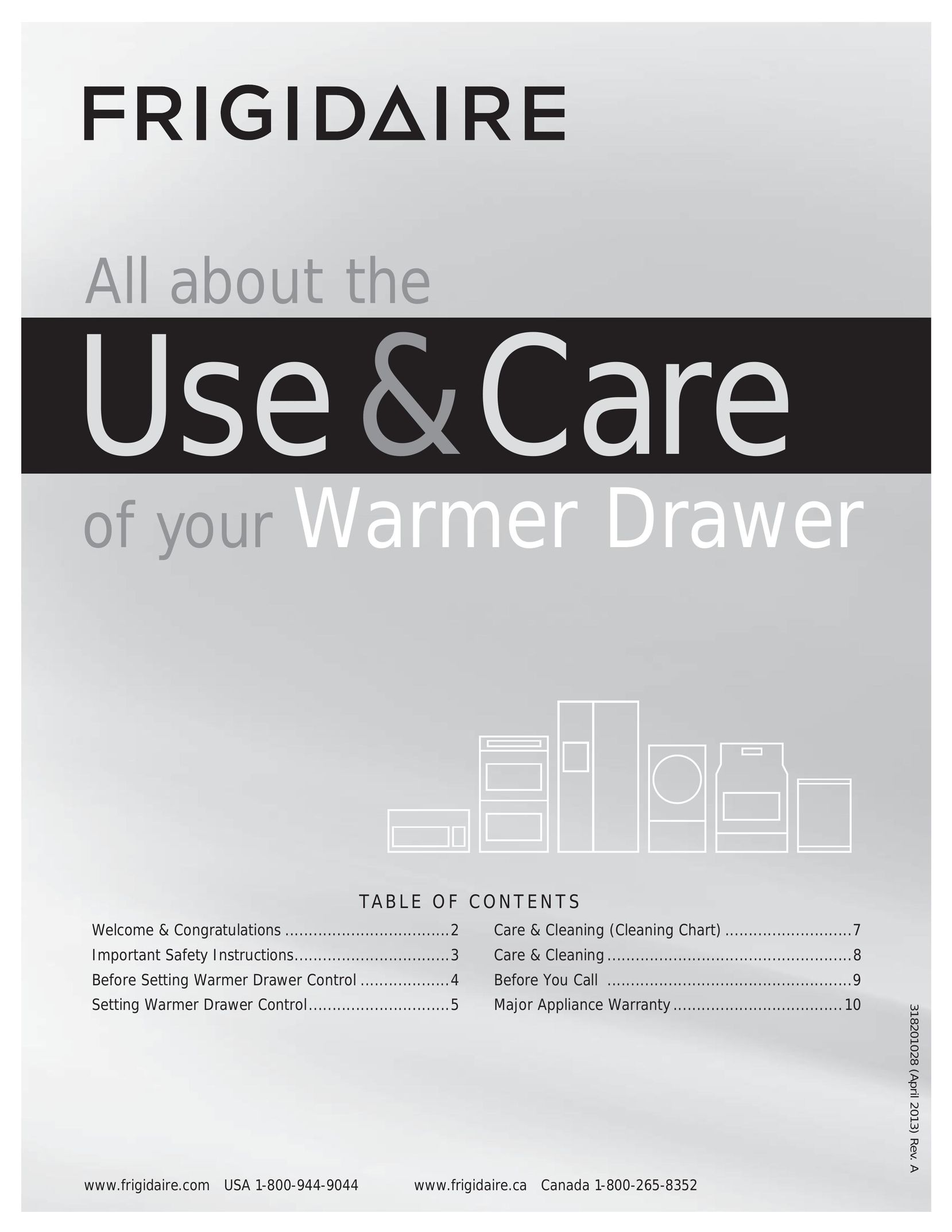 Frigidaire 318201028 Food Warmer User Manual