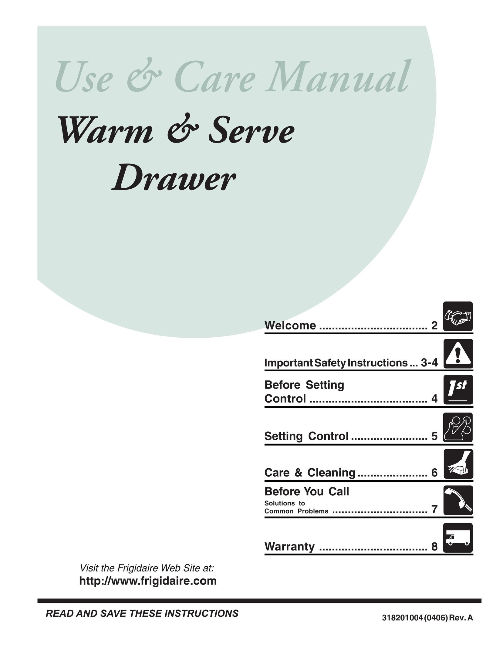 Frigidaire Warm Drawer Food Warmer User Manual