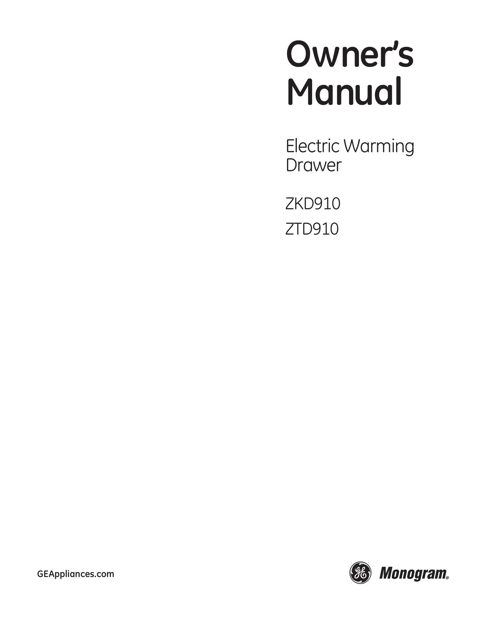 GE ZKD910 Food Warmer User Manual