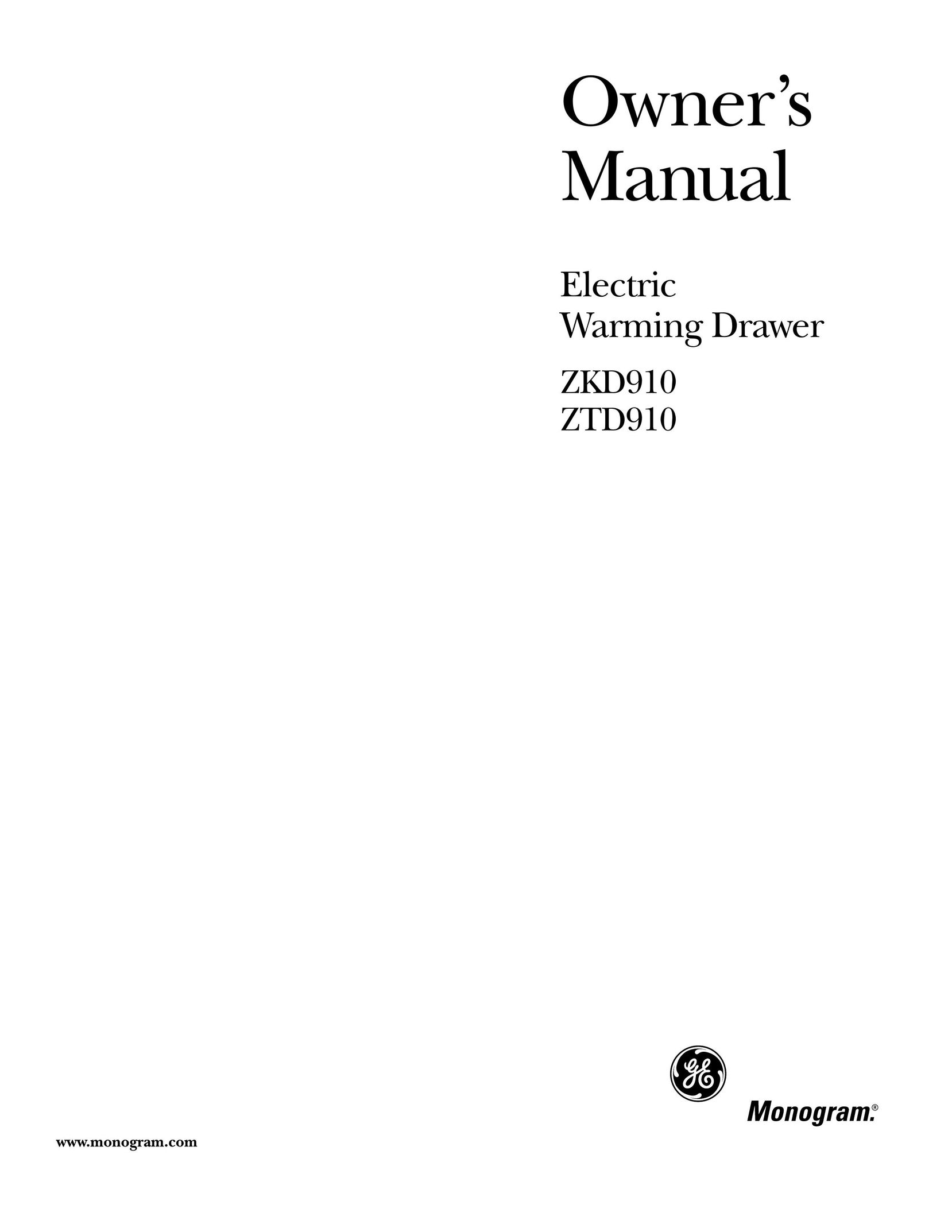GE ZTD910 Food Warmer User Manual