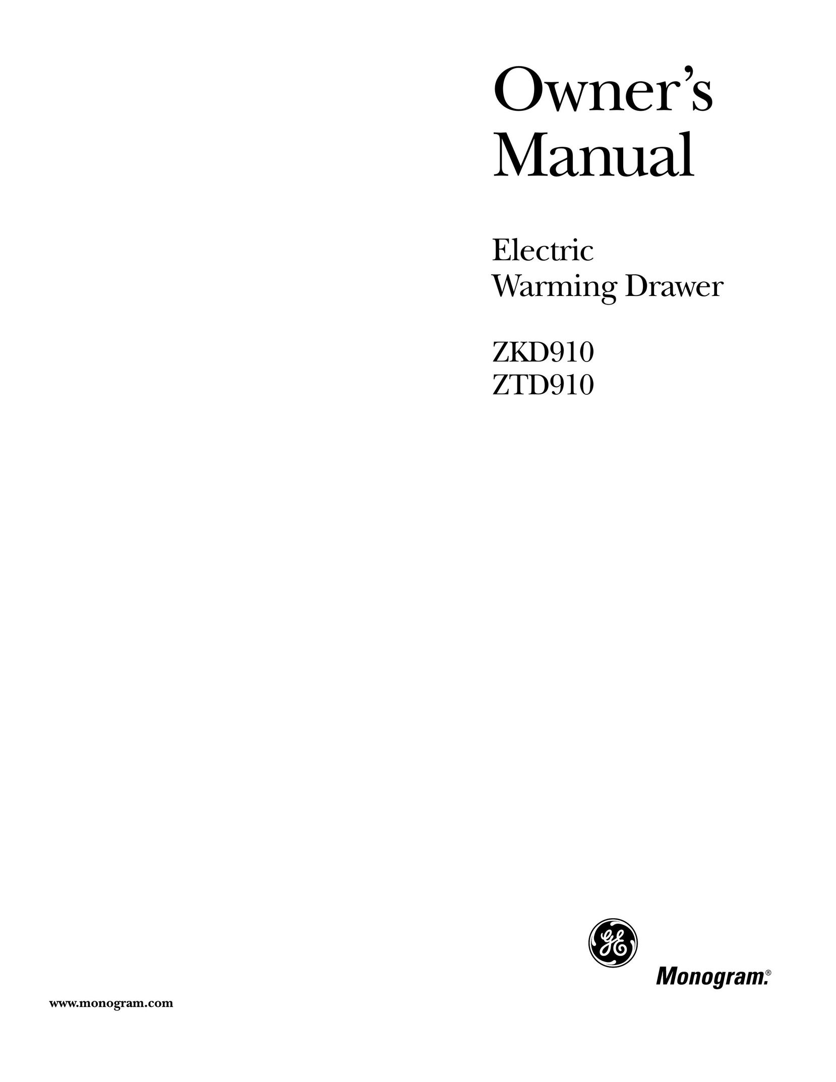GE Monogram ZTD910 Food Warmer User Manual