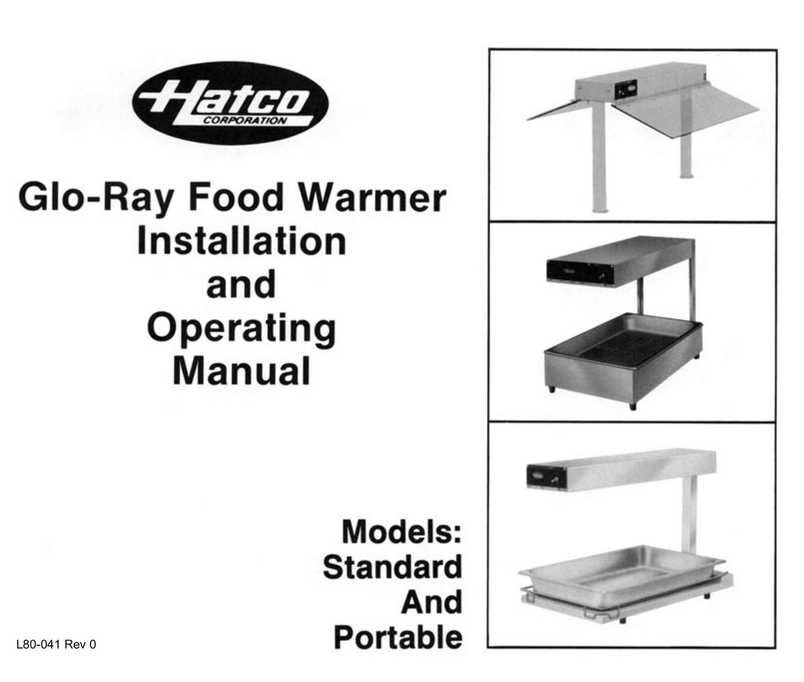 Hatco L80-041 Food Warmer User Manual