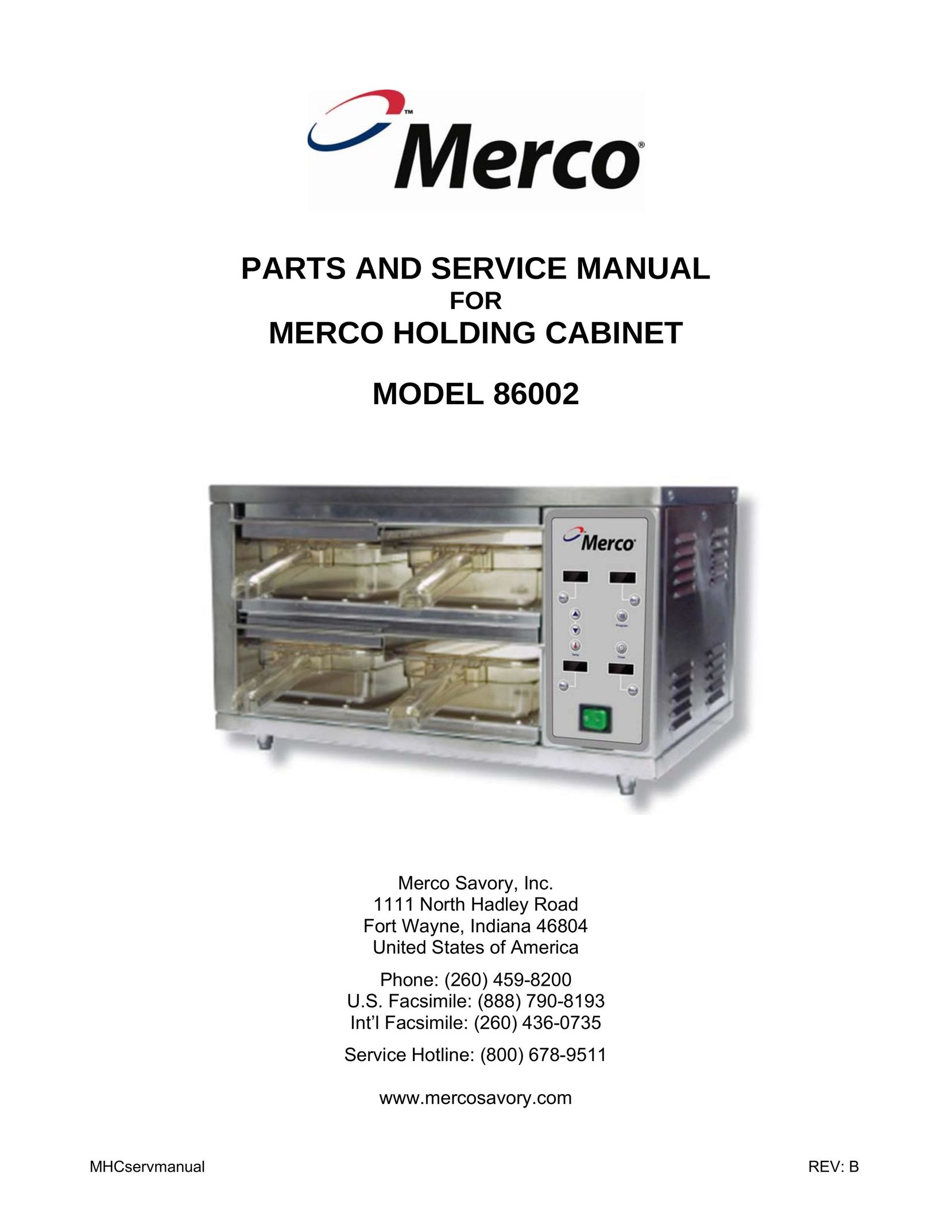 Merco Savory 86002 Food Warmer User Manual