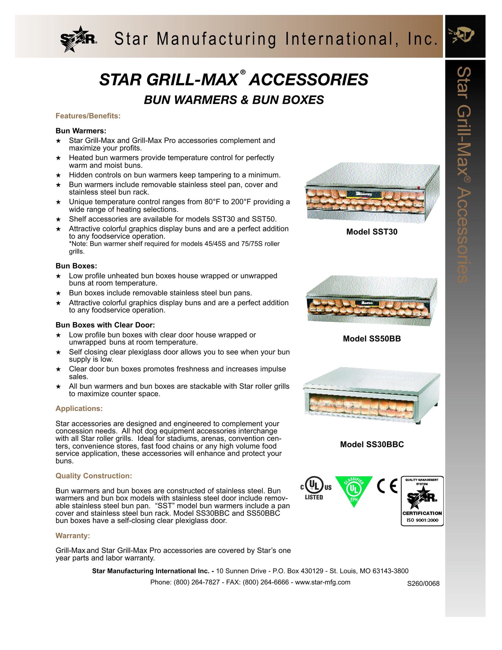 Star Manufacturing SST-50 Food Warmer User Manual