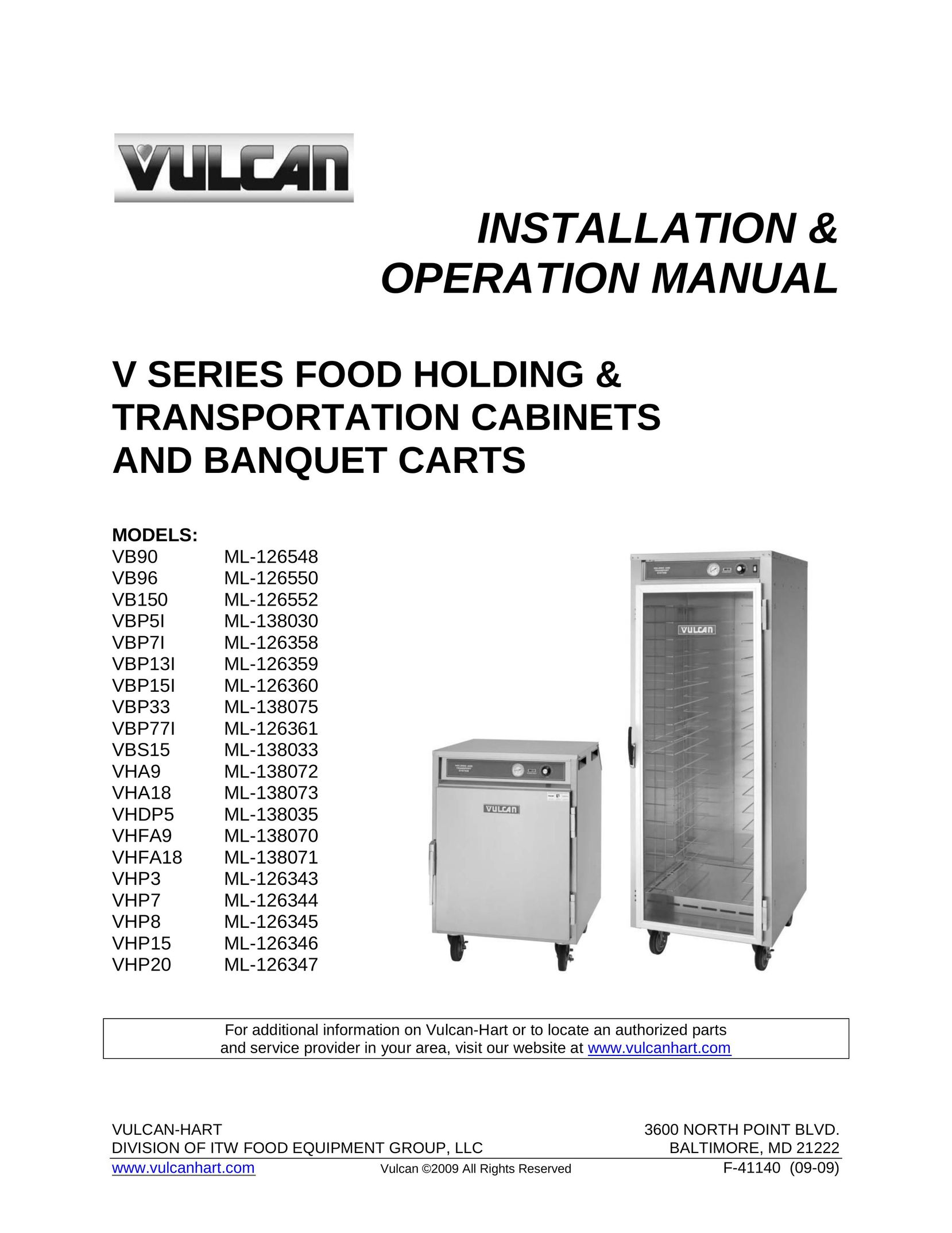 Vulcan-Hart VB150 ML-126552 Food Warmer User Manual