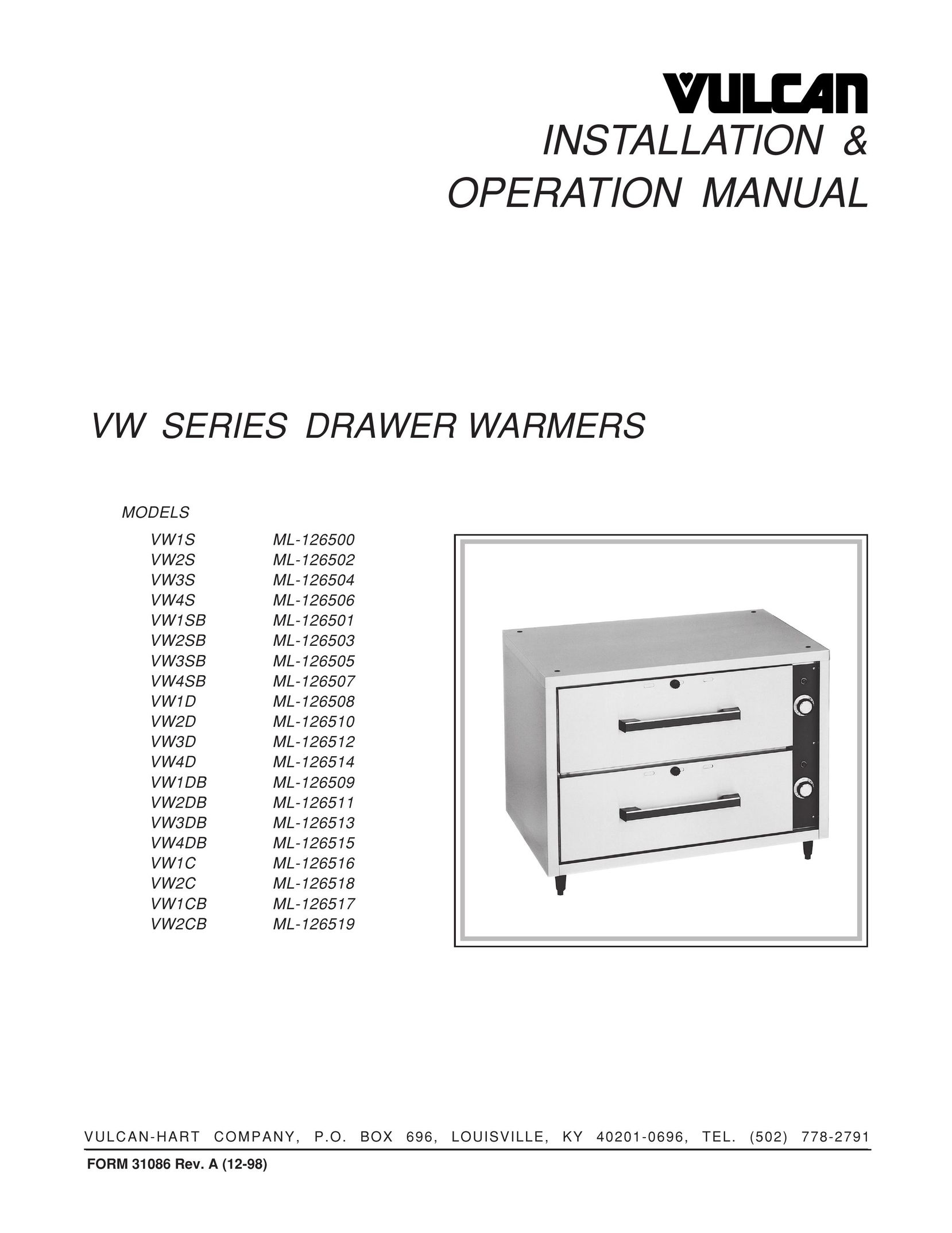 Vulcan-Hart VW2D ML-126510 Food Warmer User Manual