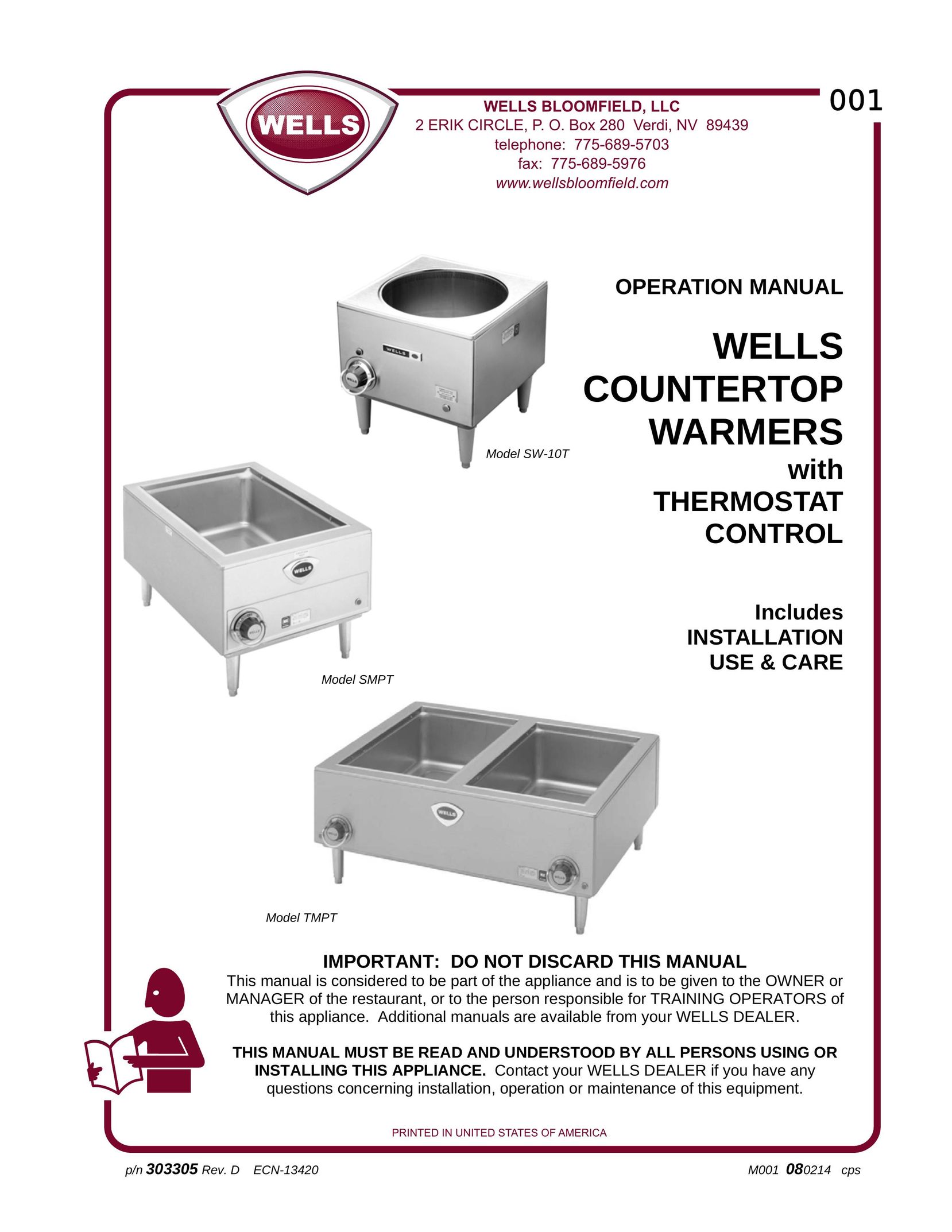 Wells SMPT Food Warmer User Manual