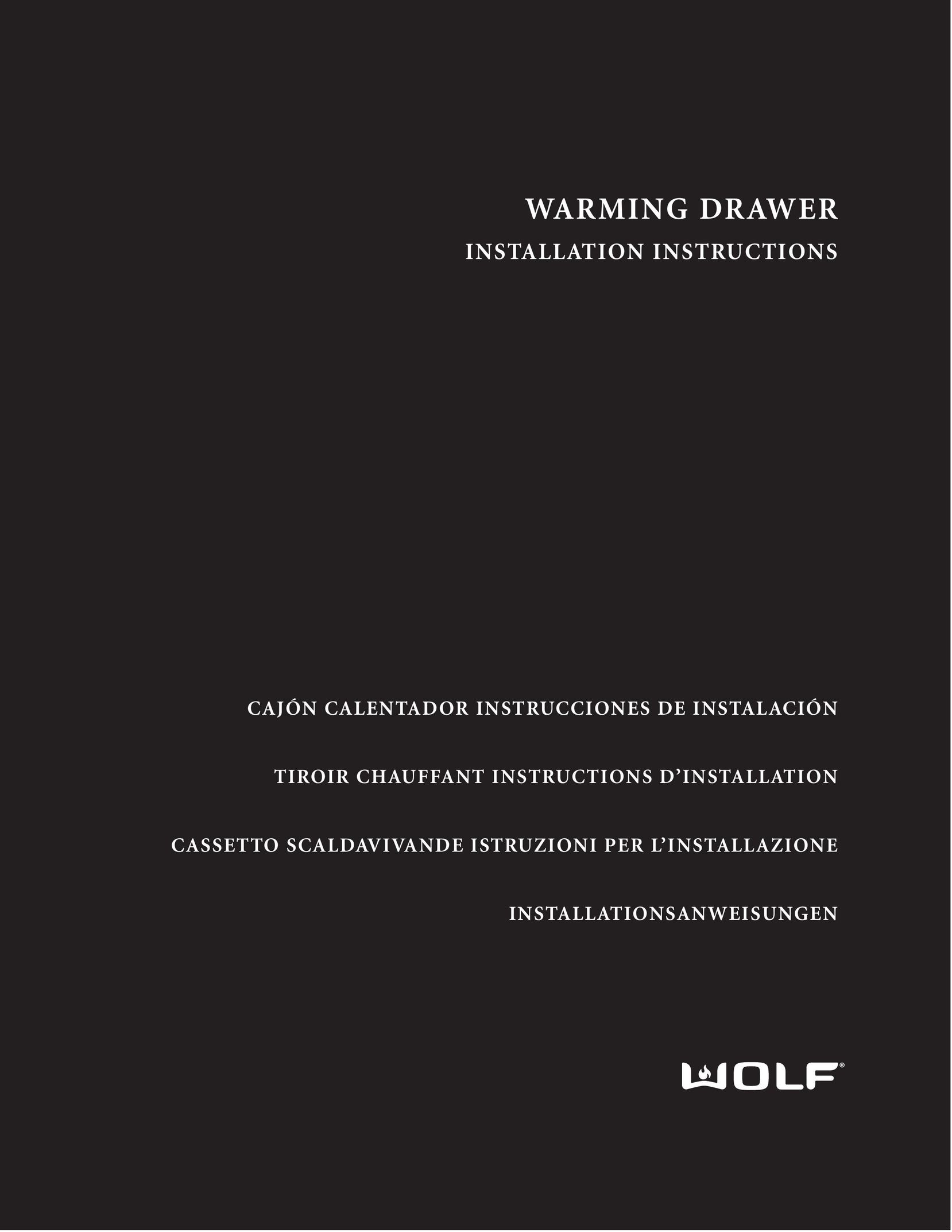 Wolf ICBWWD30 Food Warmer User Manual