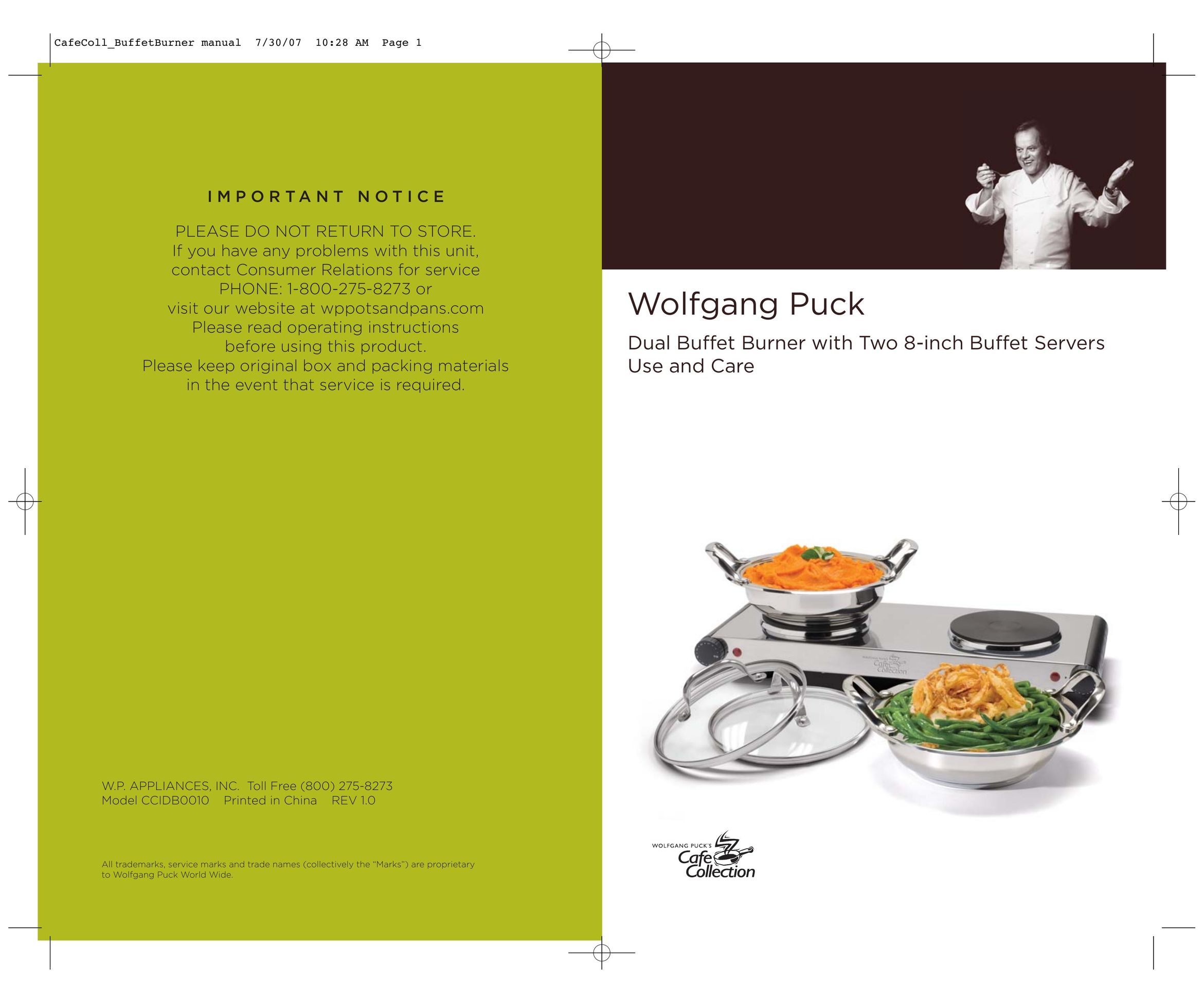 Wolfgang Puck CCIDB0010 Food Warmer User Manual
