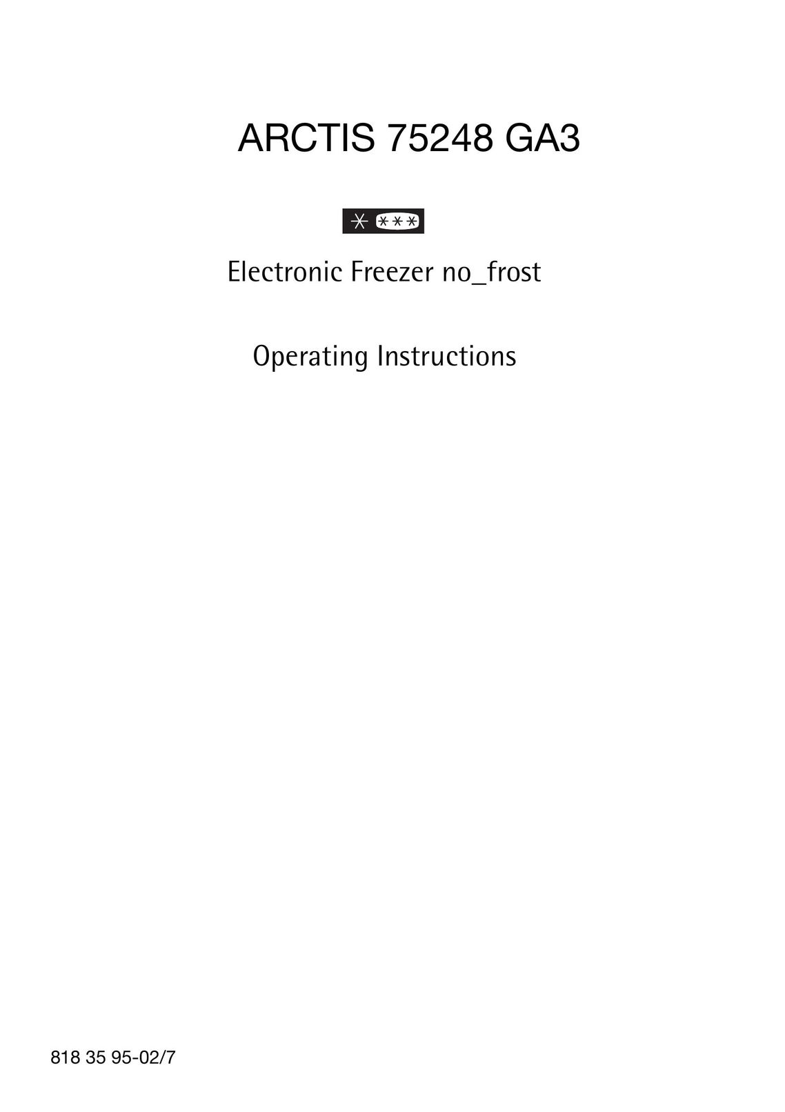 AEG 75248 GA3 Freezer User Manual