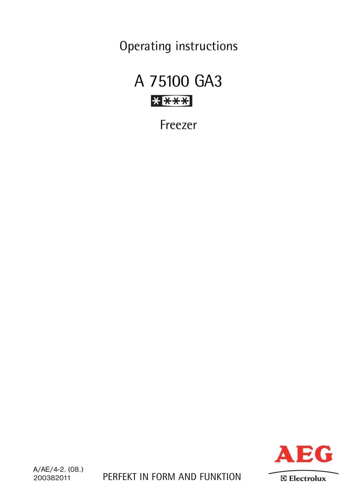 AEG A 75100 GA3 Freezer User Manual