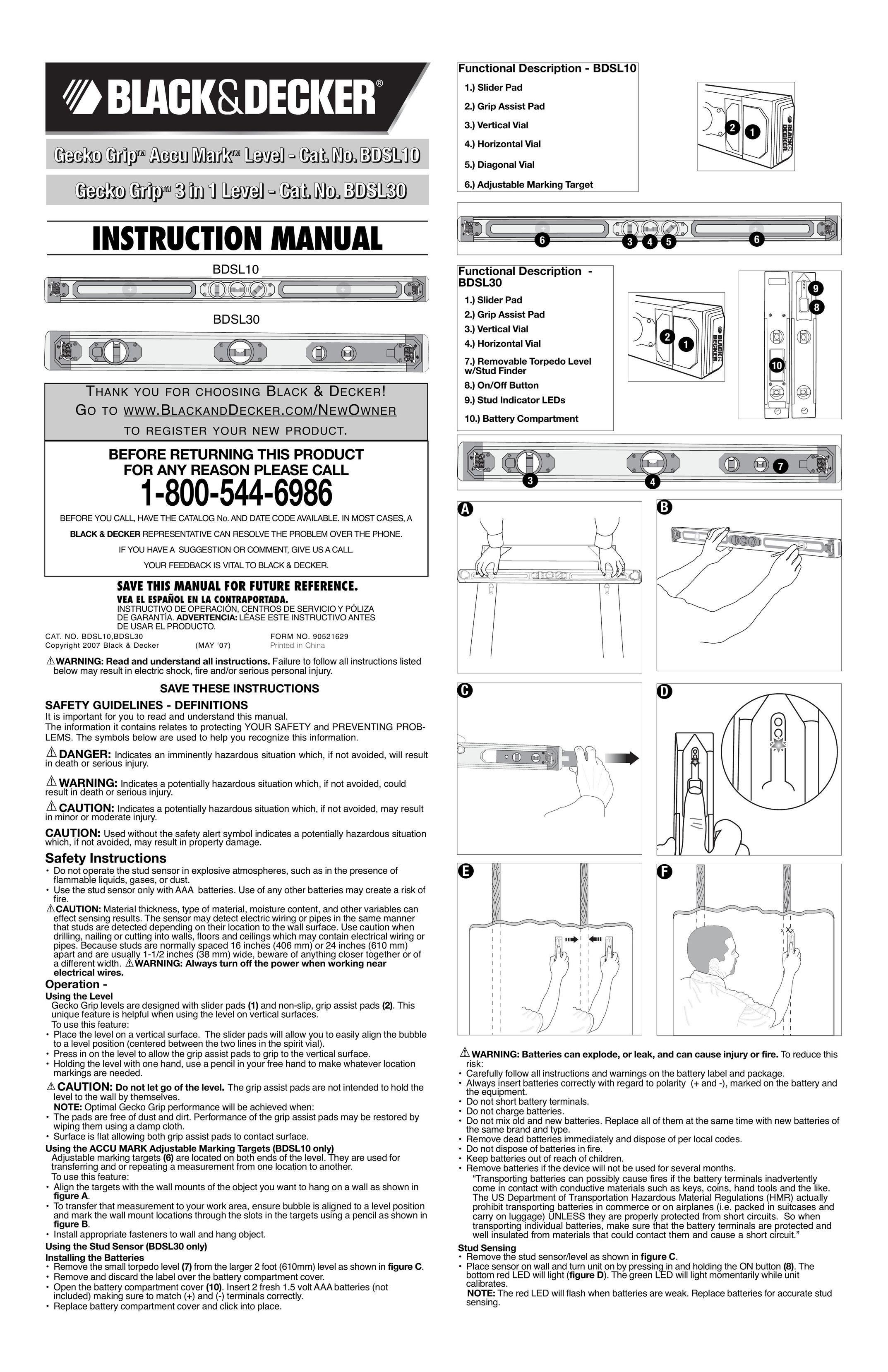 Black & Decker BDSL10 Freezer User Manual