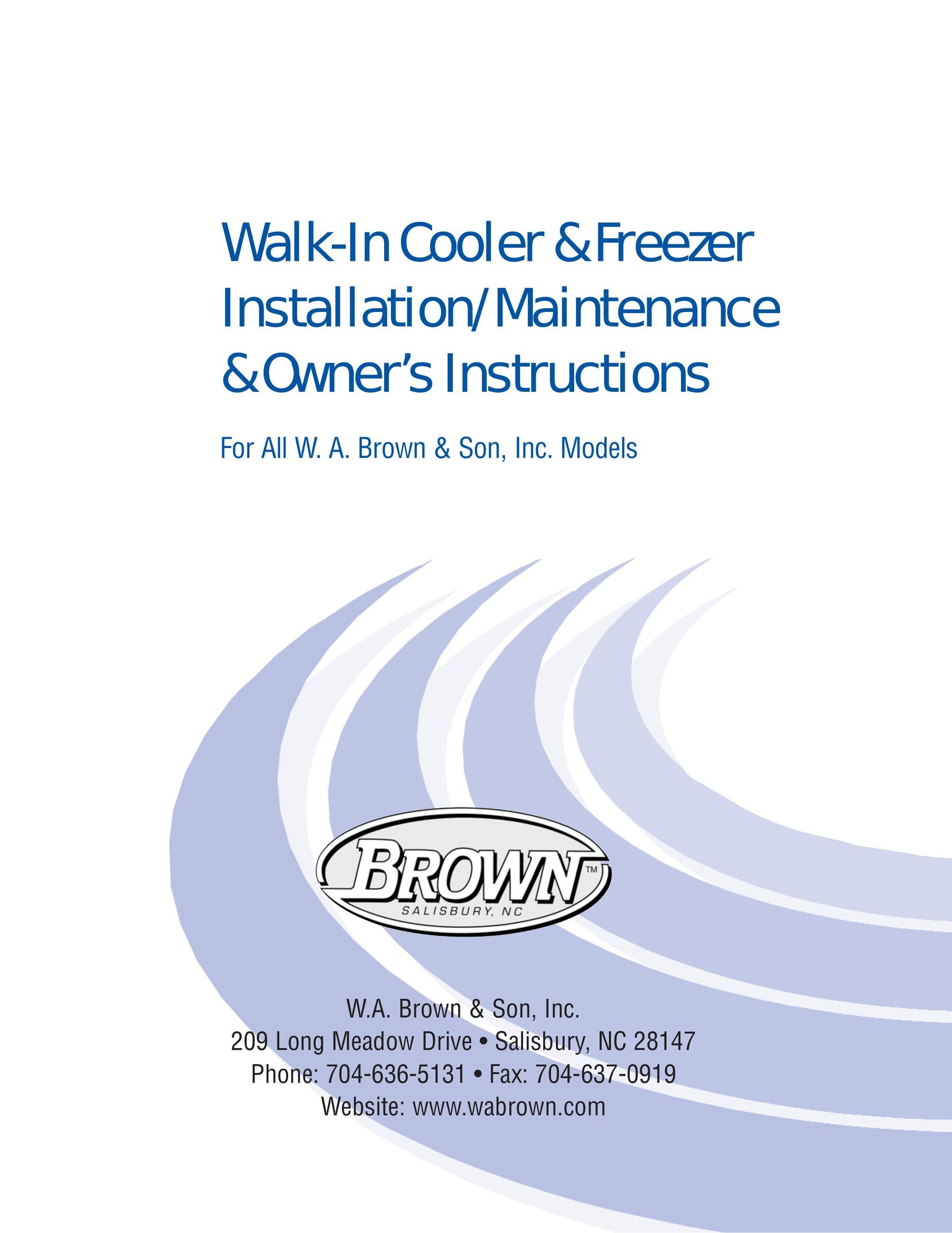 Brown and Son WA Cooler & Freezer Freezer User Manual