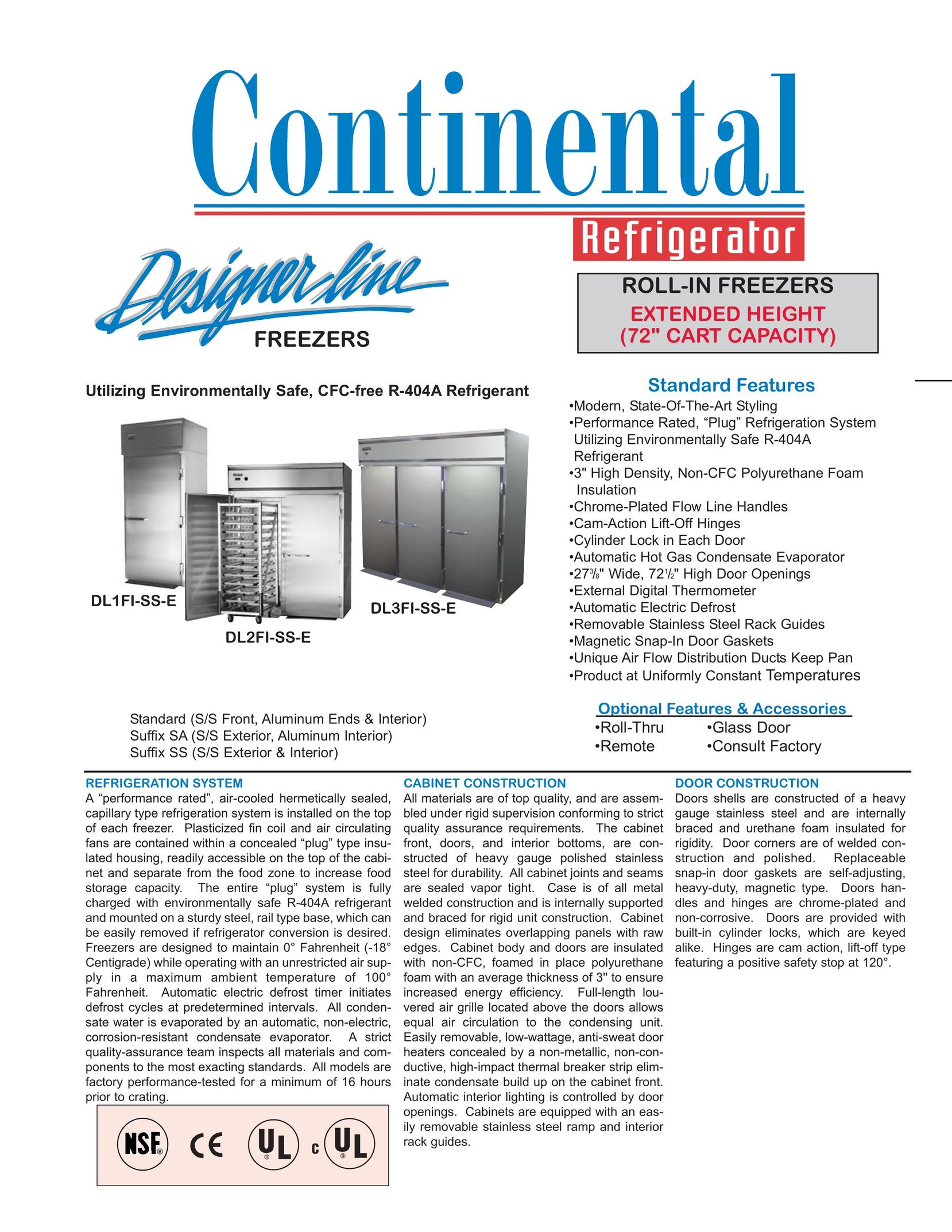 Continental Refrigerator DL1FI-SS-E Freezer User Manual